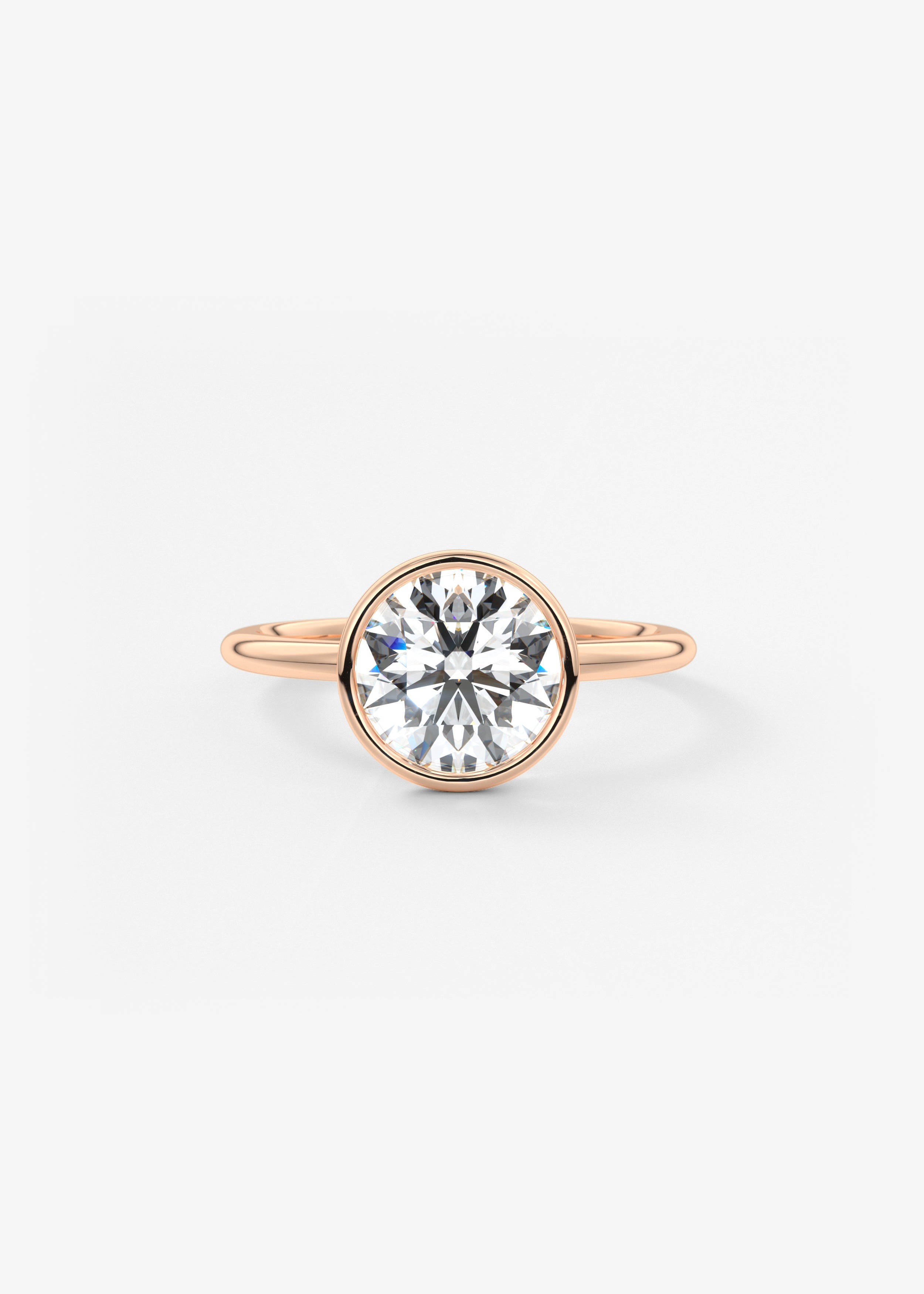 Round Bezel Lab Grown Diamond Engagement Ring