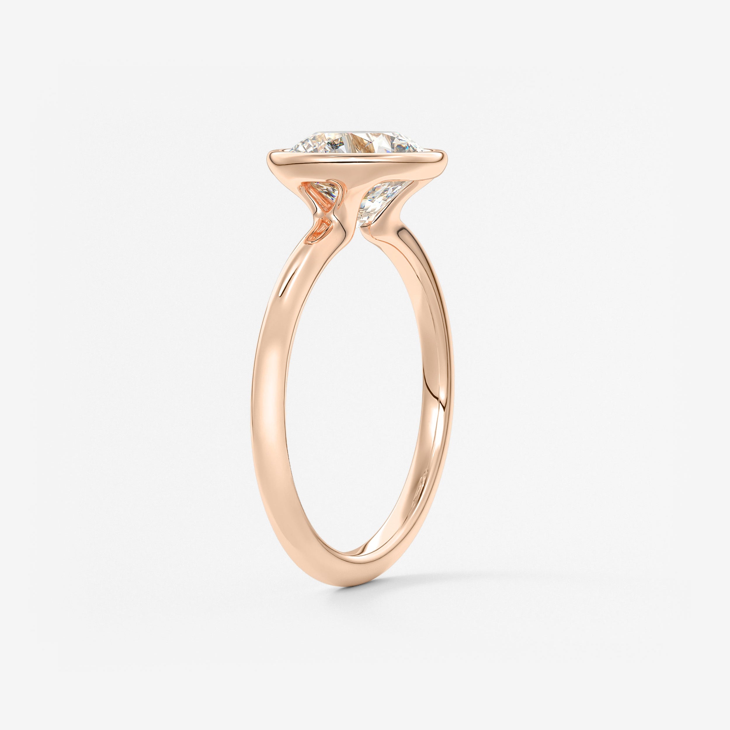 Round Bezel Lab Grown Diamond Engagement Ring