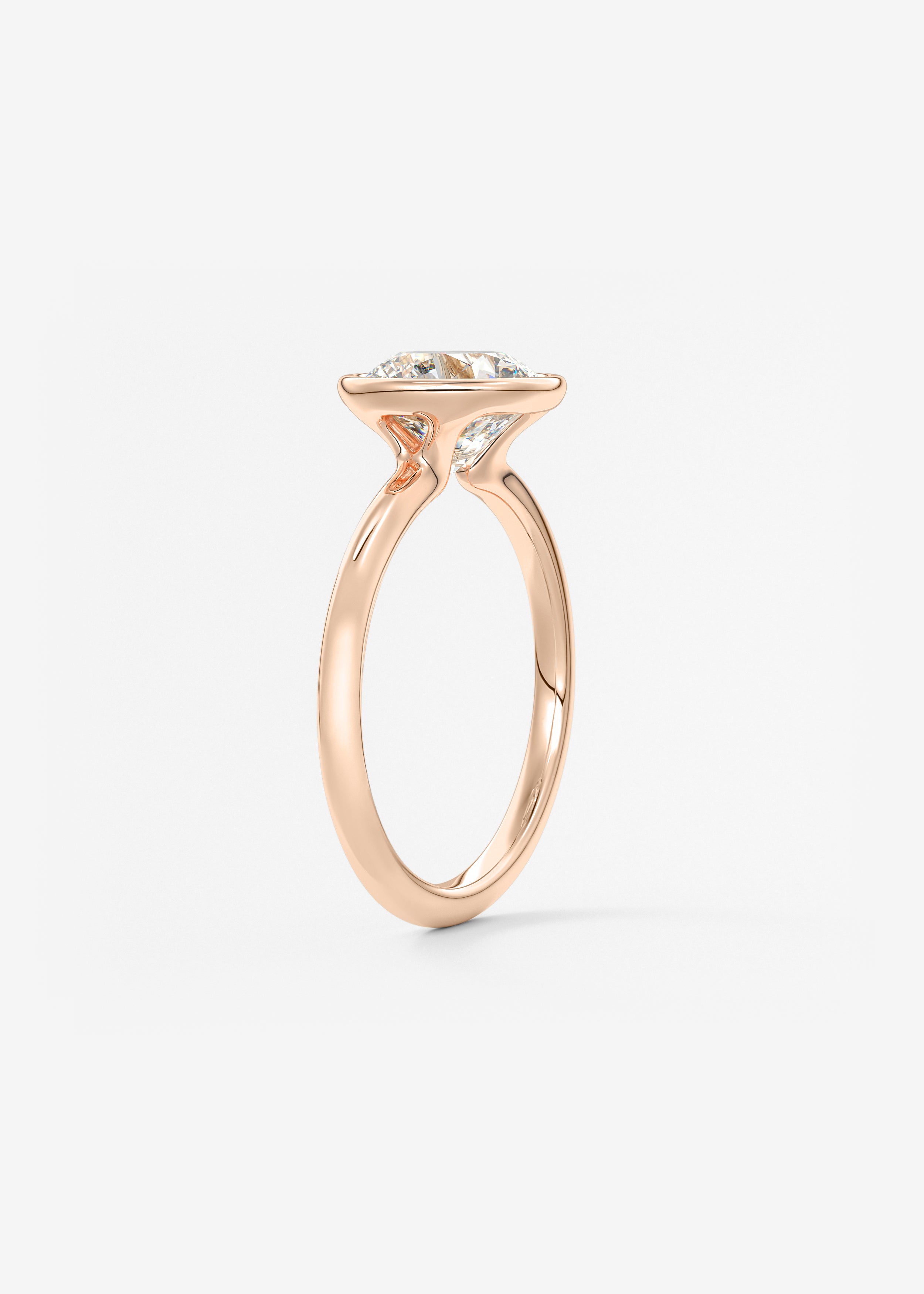 Round Bezel Lab Grown Diamond Engagement Ring