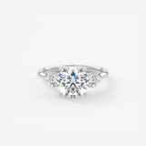 Round Hidden Halo Pave Lab Grown Diamond Engagement Ring