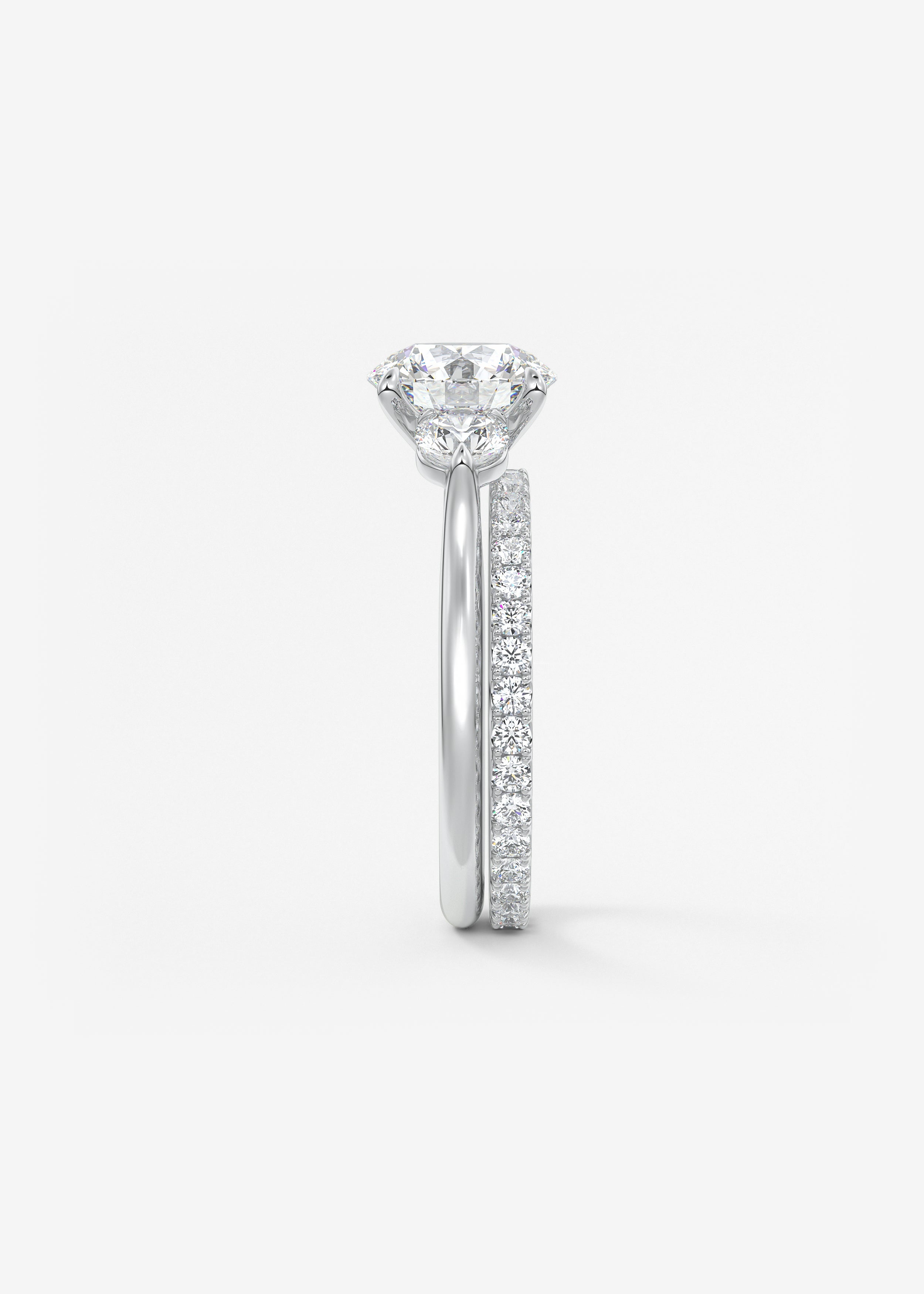 Round Hidden Halo Pave Lab Grown Diamond Engagement Ring