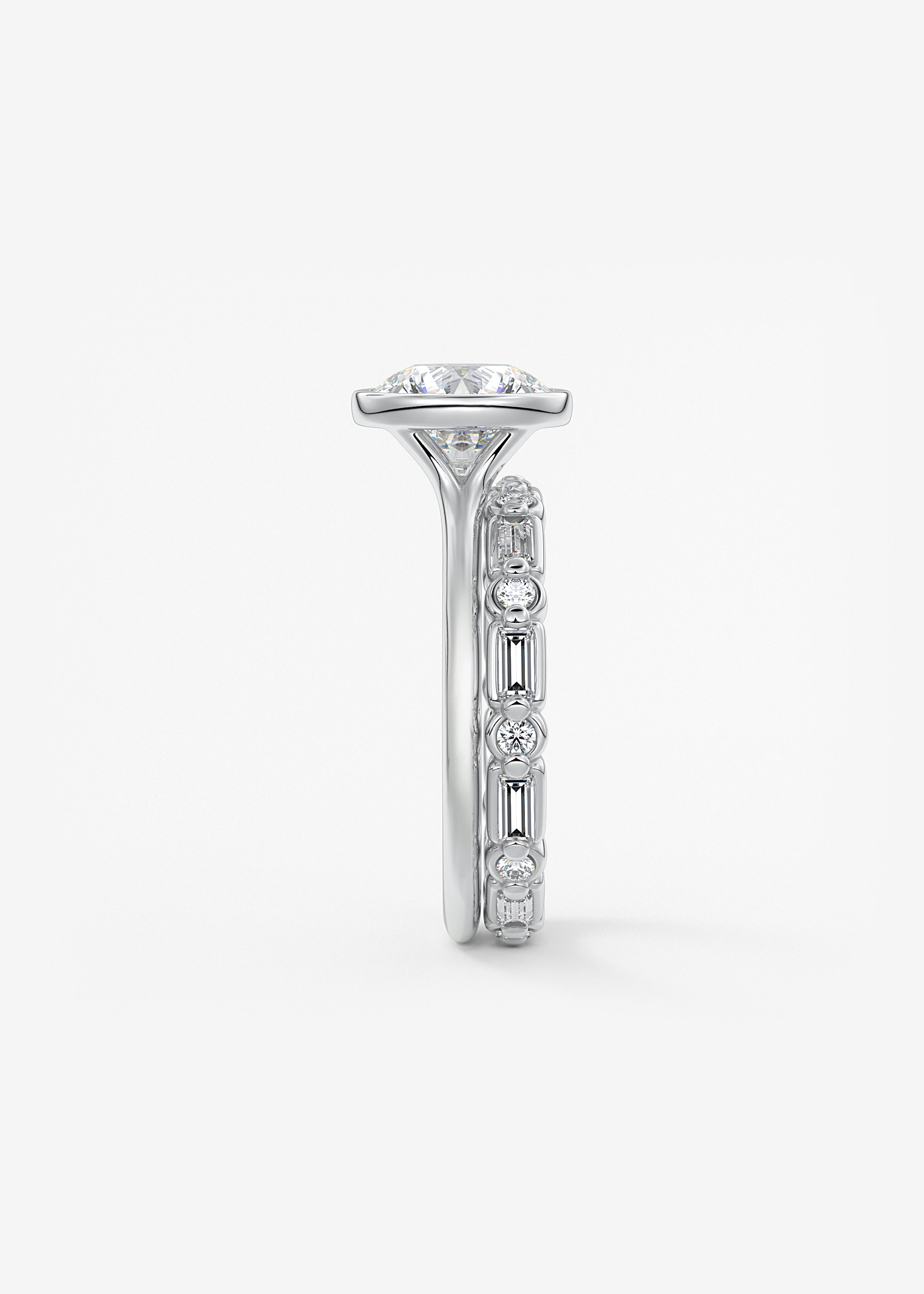 Round Bezel Lab Grown Diamond Engagement Ring