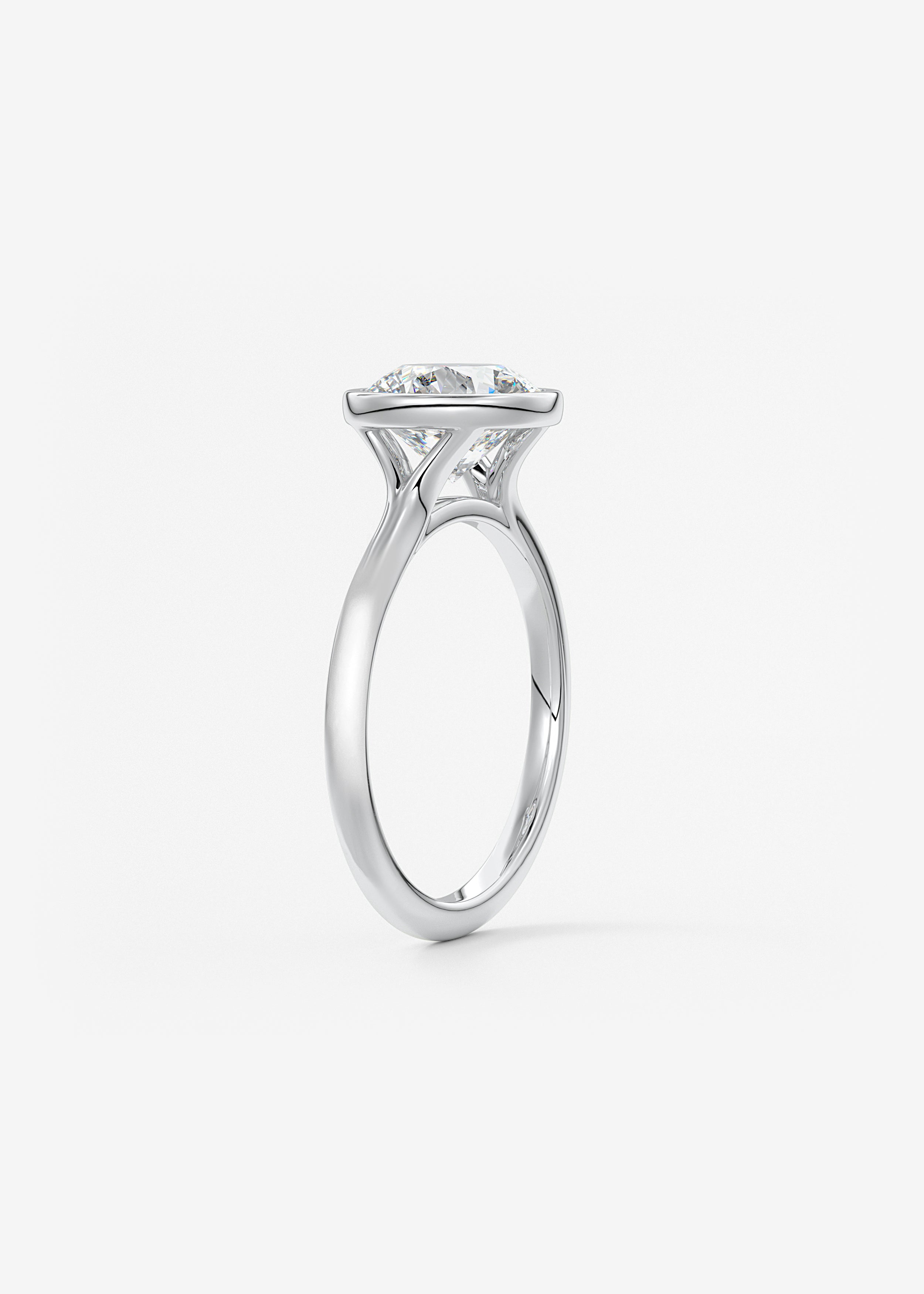 Round Bezel Lab Grown Diamond Engagement Ring