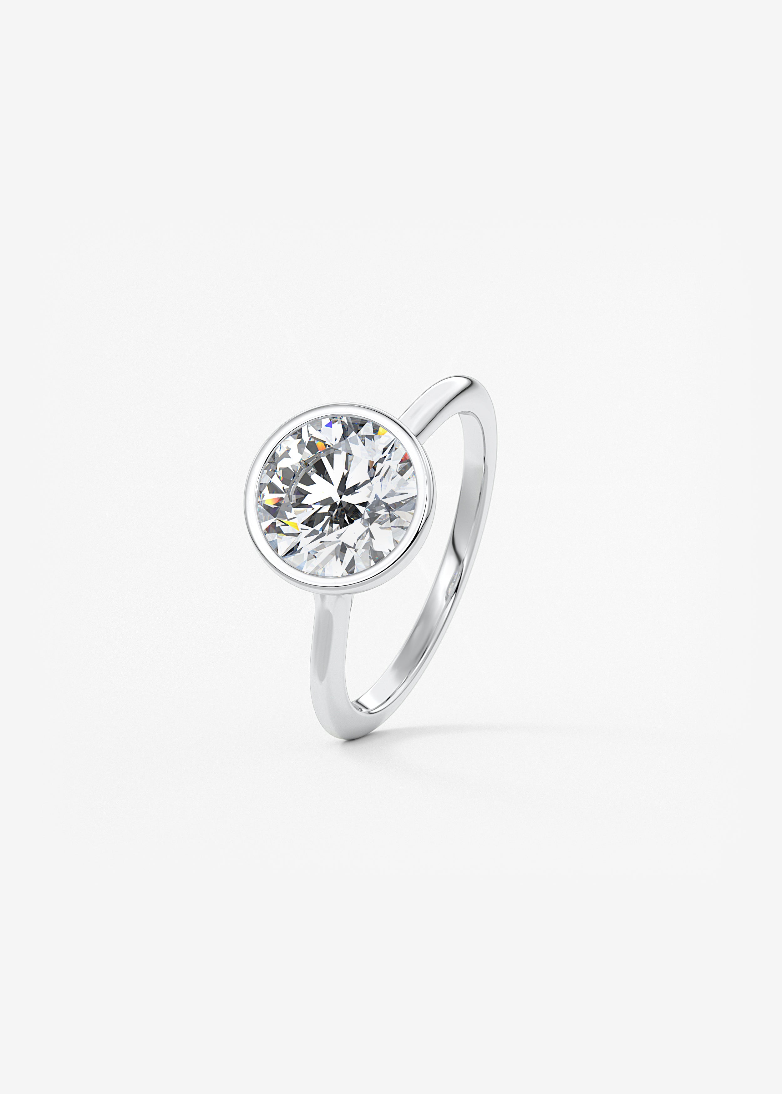Round Bezel Lab Grown Diamond Engagement Ring