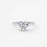 Round Hidden Halo Cathedral Lab Grown Diamond Engagement Ring