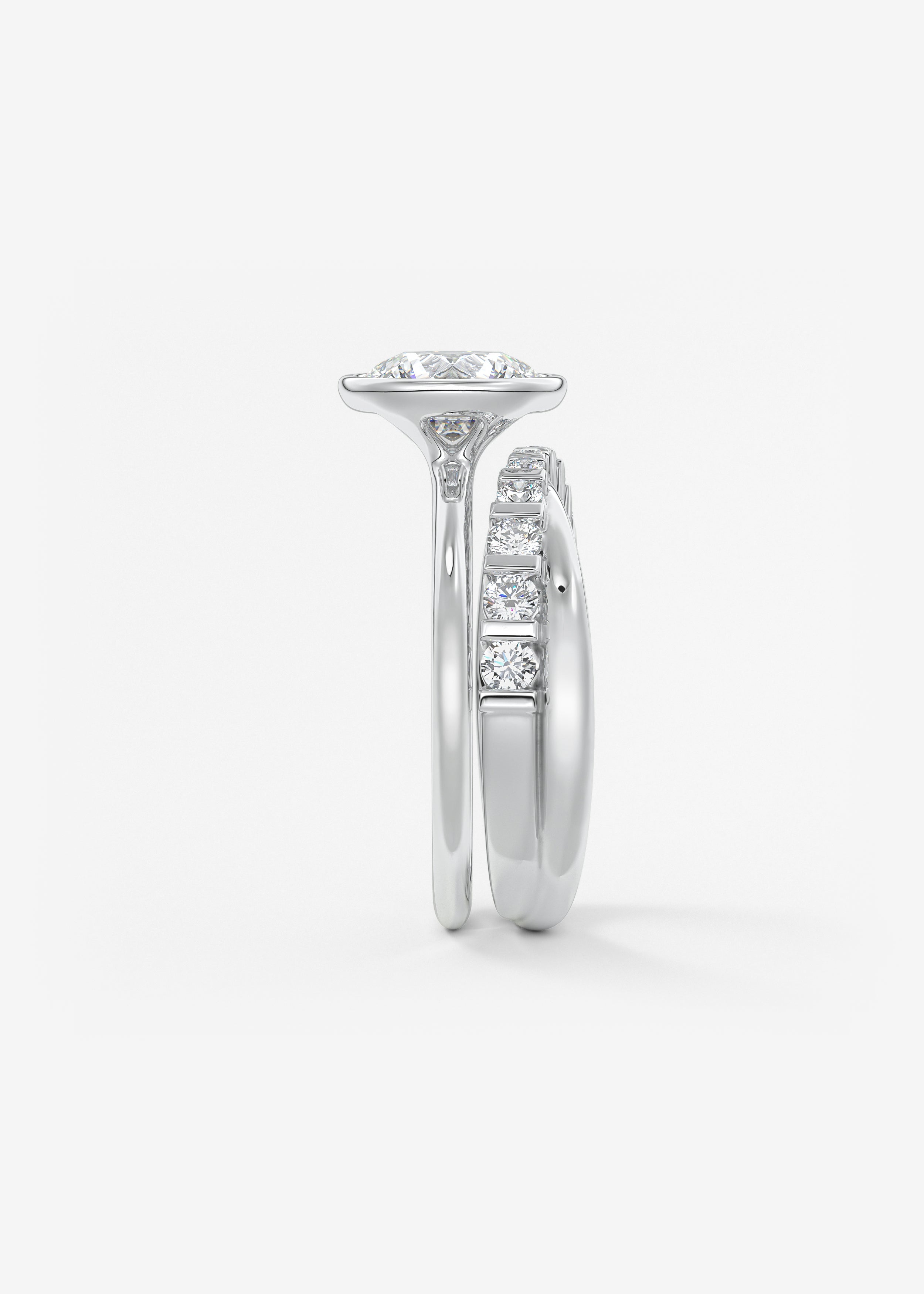 Round Bezel Lab Grown Diamond Engagement Ring
