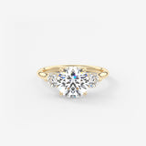 Round Hidden Halo Pave Lab Grown Diamond Engagement Ring