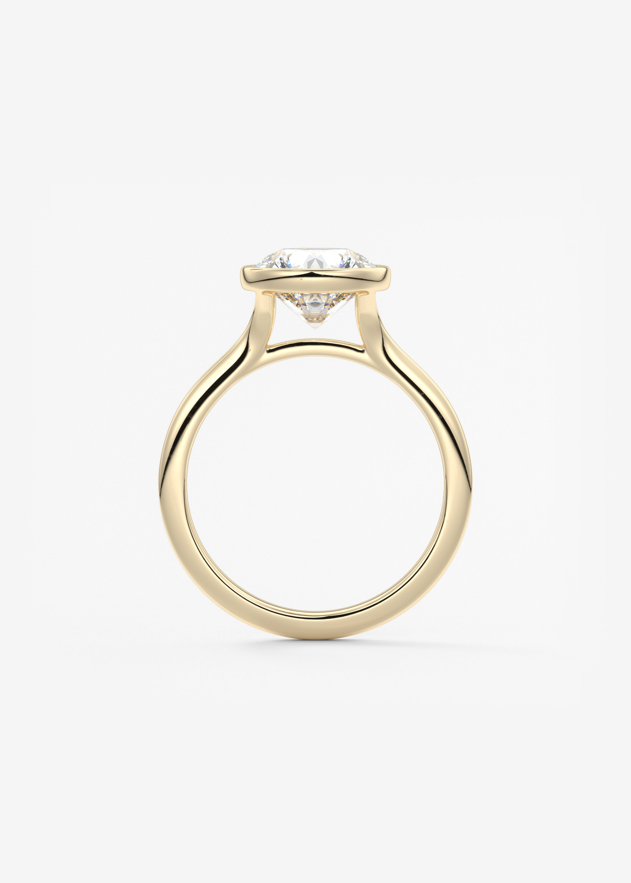 Round Bezel Lab Grown Diamond Engagement Ring