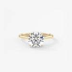 Round Hidden Halo Cathedral Lab Grown Diamond Engagement Ring
