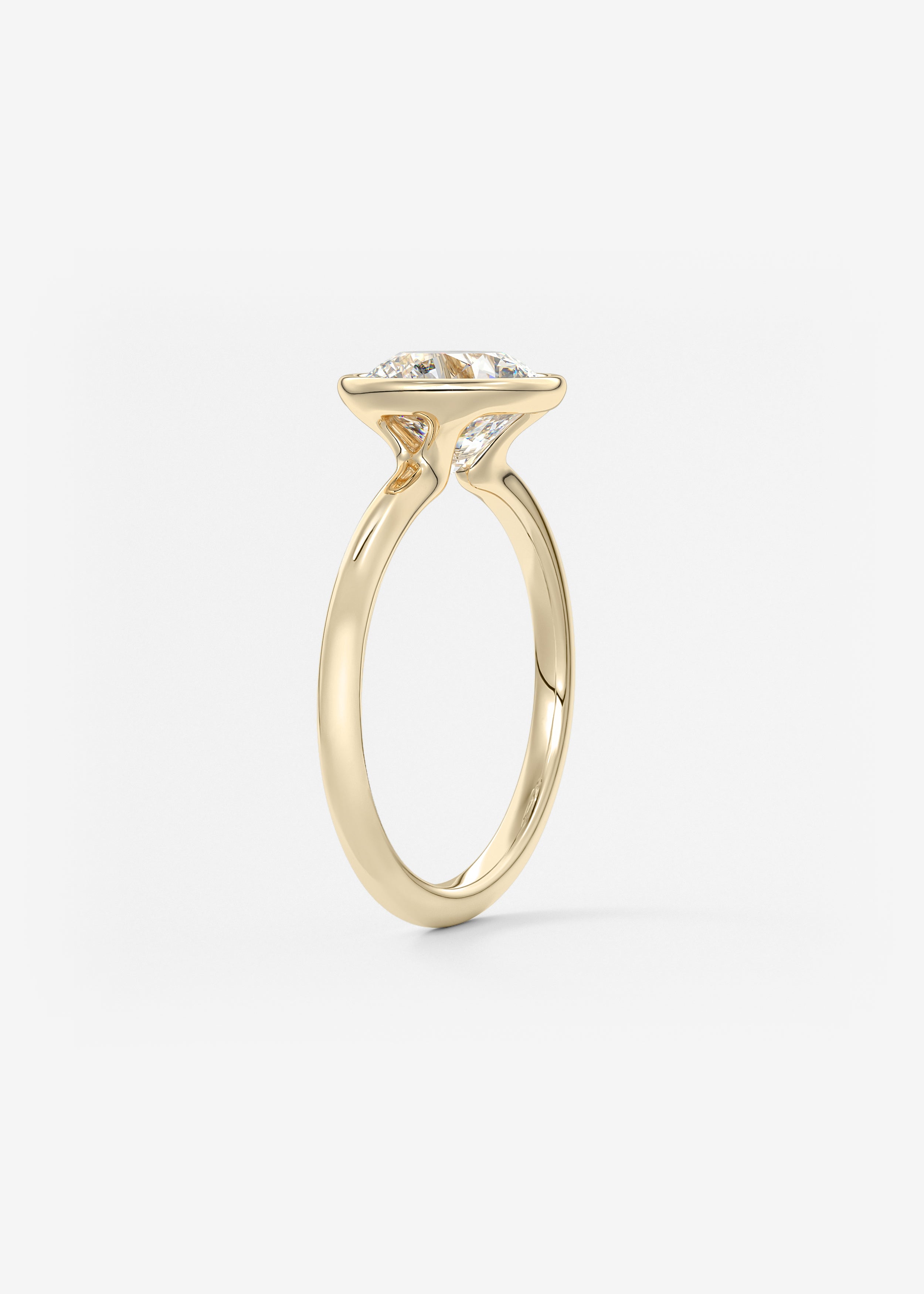 Round Bezel Lab Grown Diamond Engagement Ring