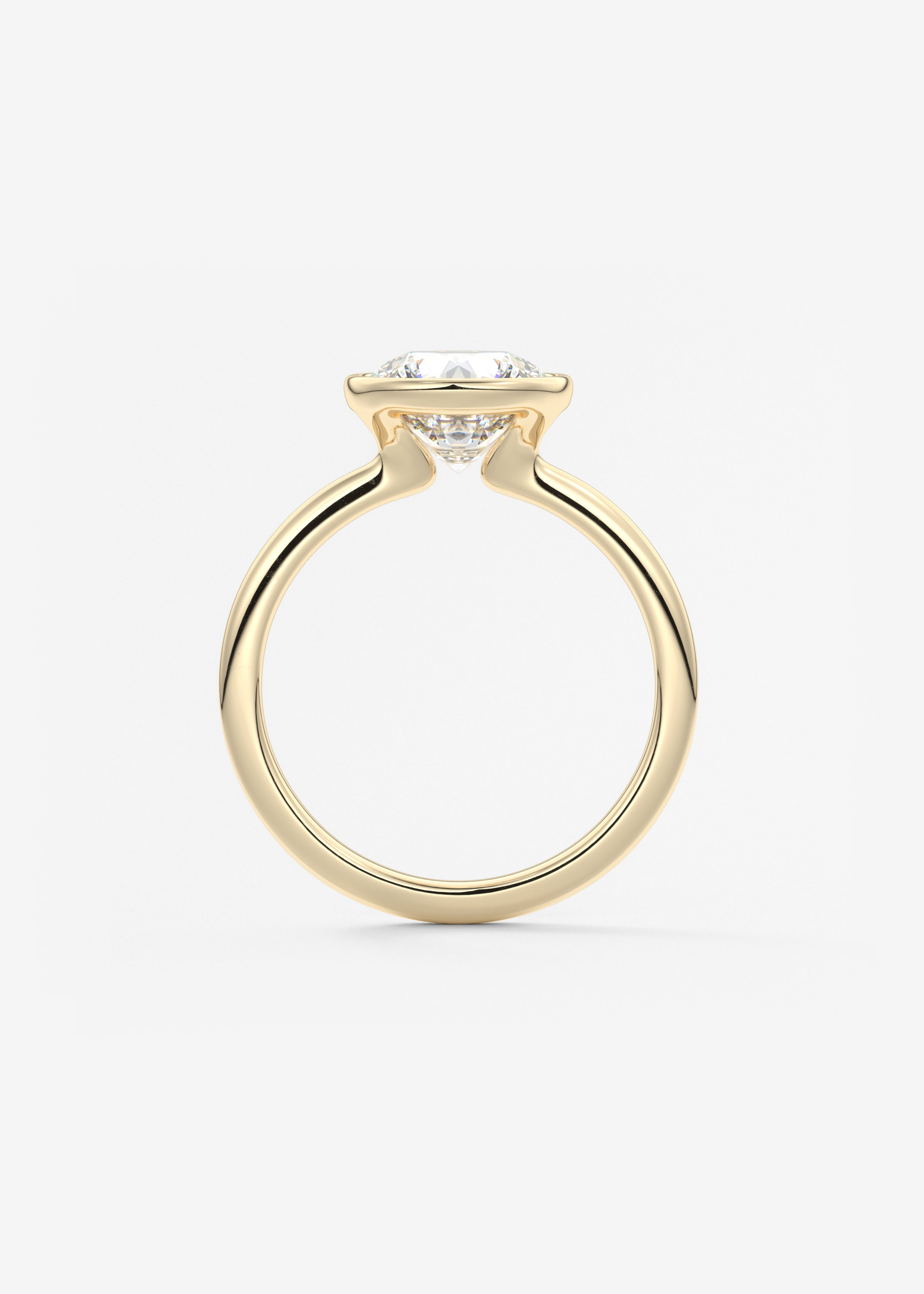 Round Bezel Lab Grown Diamond Engagement Ring