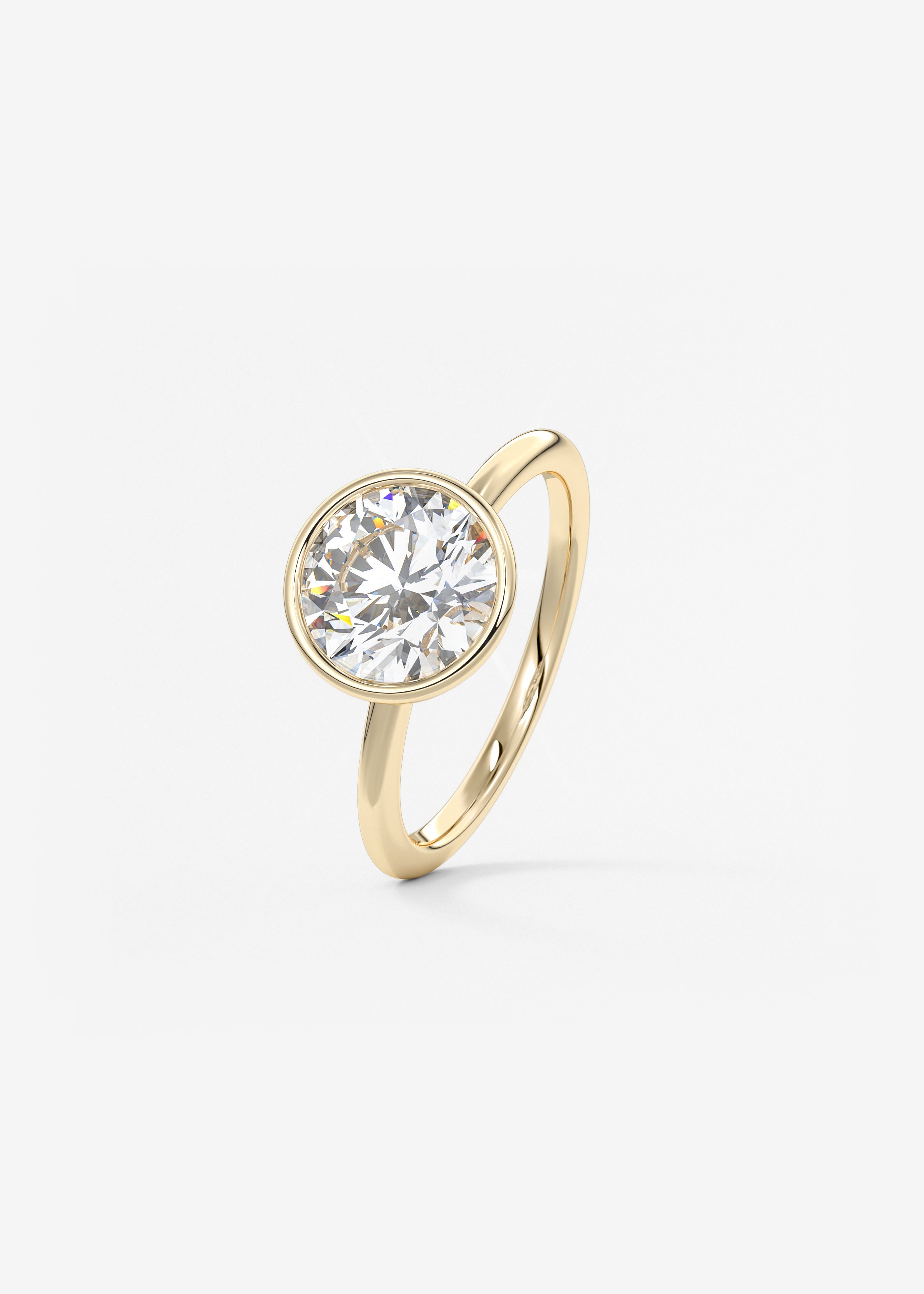 Round Bezel Lab Grown Diamond Engagement Ring