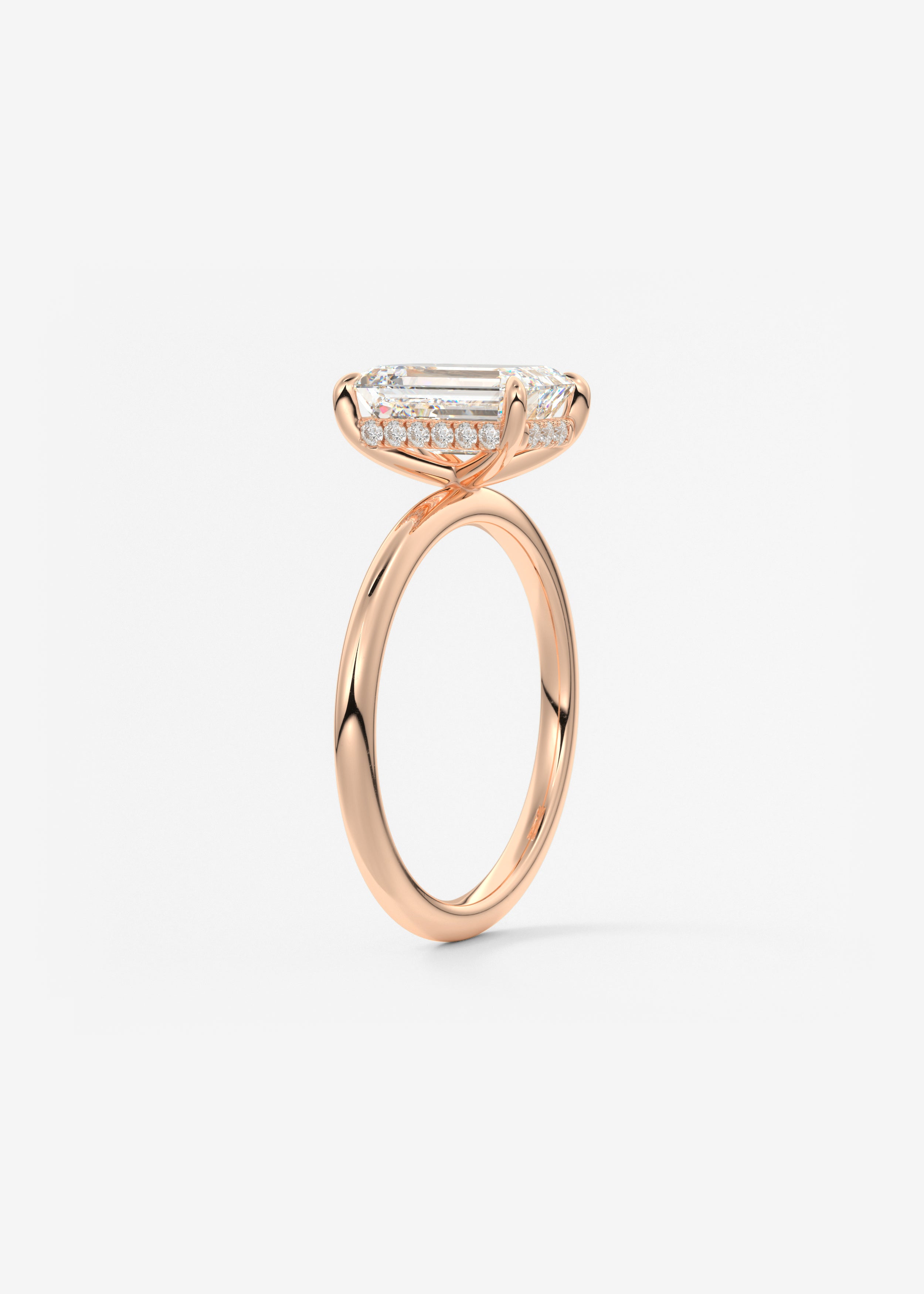 Emerald Hidden Halo Lab Grown Diamond Engagement Ring