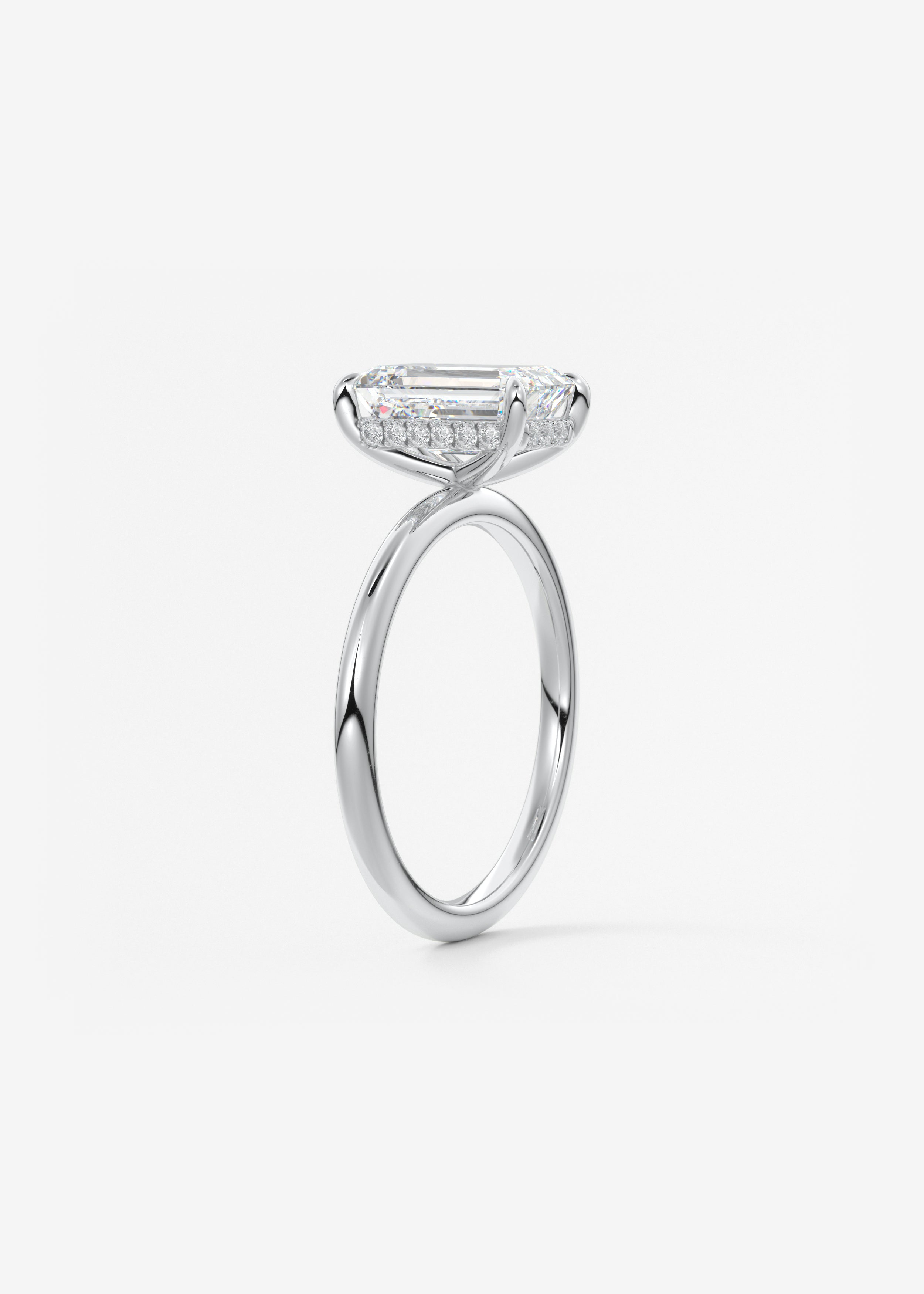 Emerald Hidden Halo Lab Grown Diamond Engagement Ring