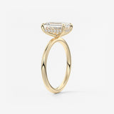 Emerald Hidden Halo Lab Grown Diamond Engagement Ring