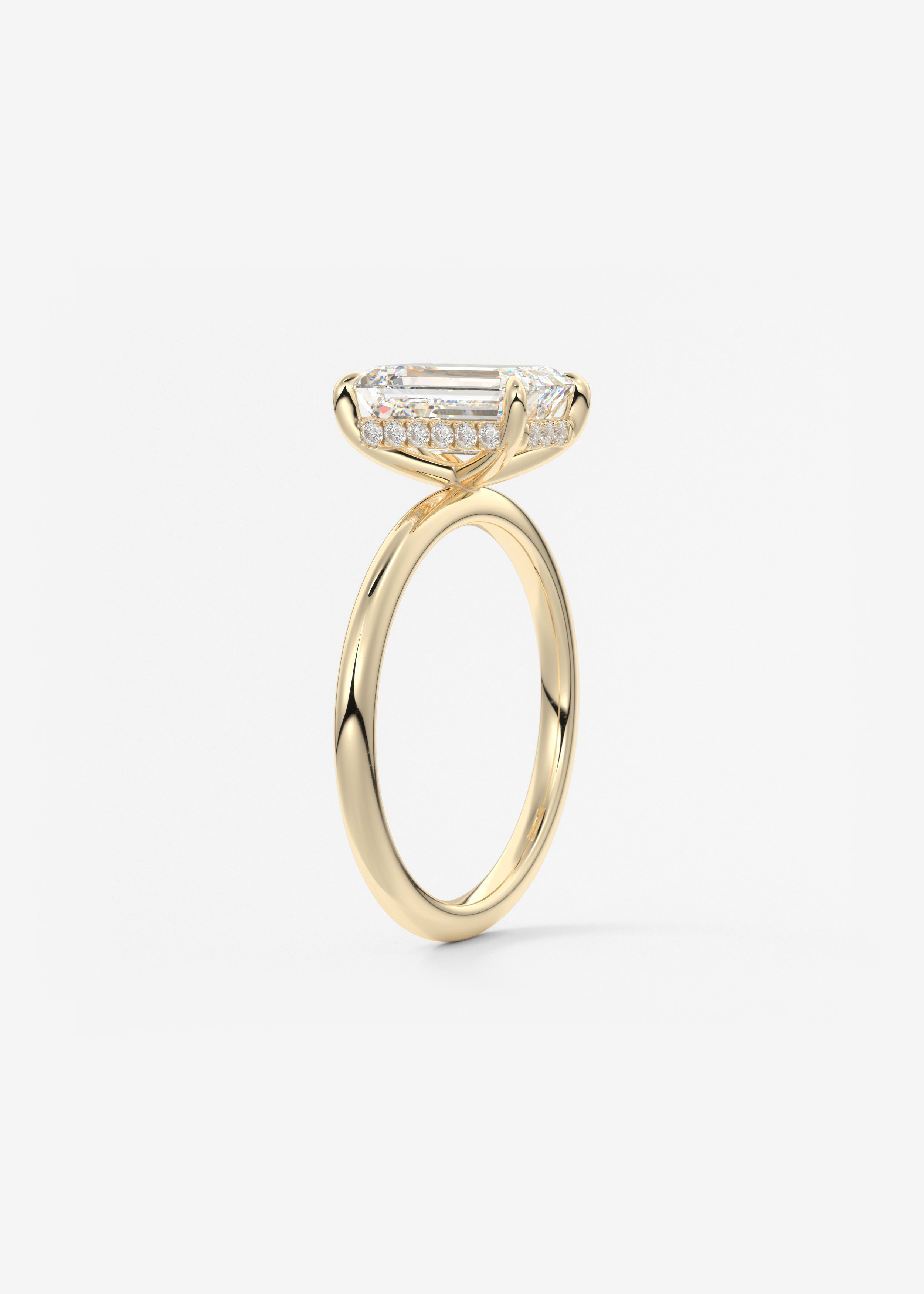 Emerald Hidden Halo Lab Grown Diamond Engagement Ring