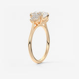 Asscher Three Stone Lab Grown Diamond Engagement Ring