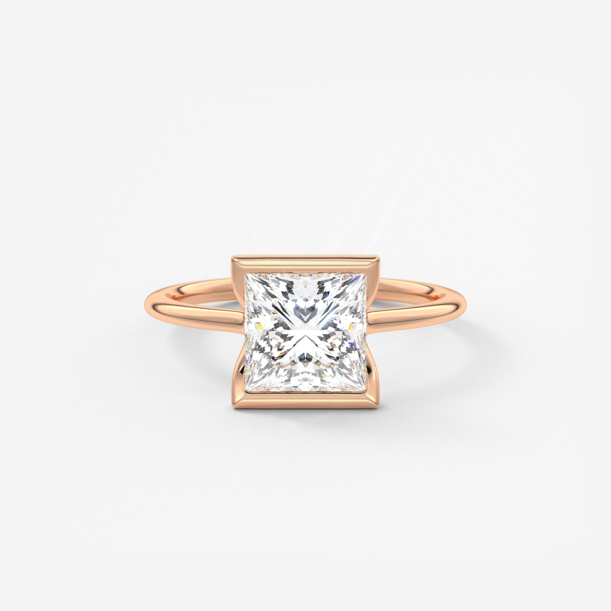 Princess Half Bezel Lab Grown Diamond Engagement Ring