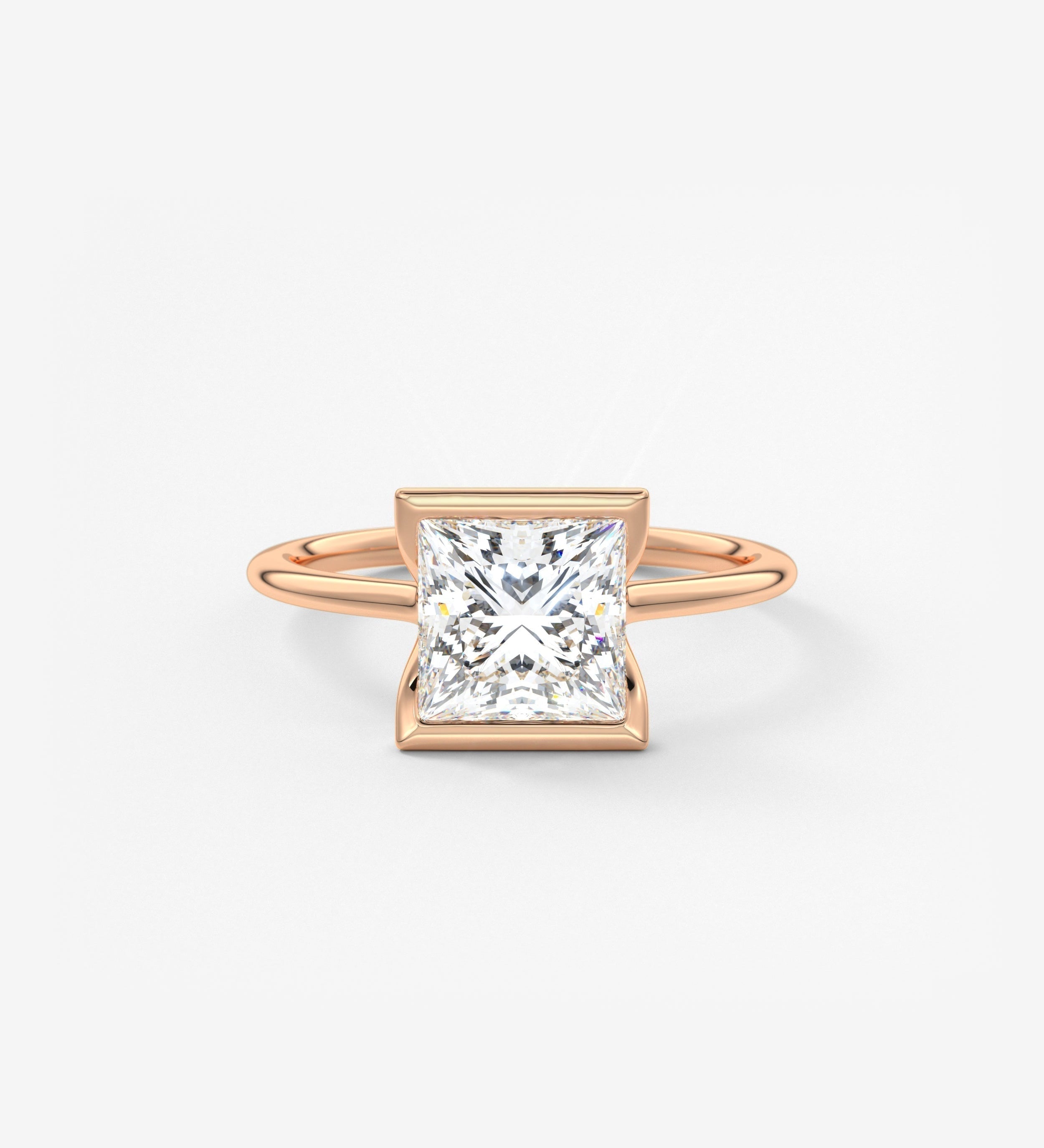 Princess Half Bezel Lab Grown Diamond Engagement Ring