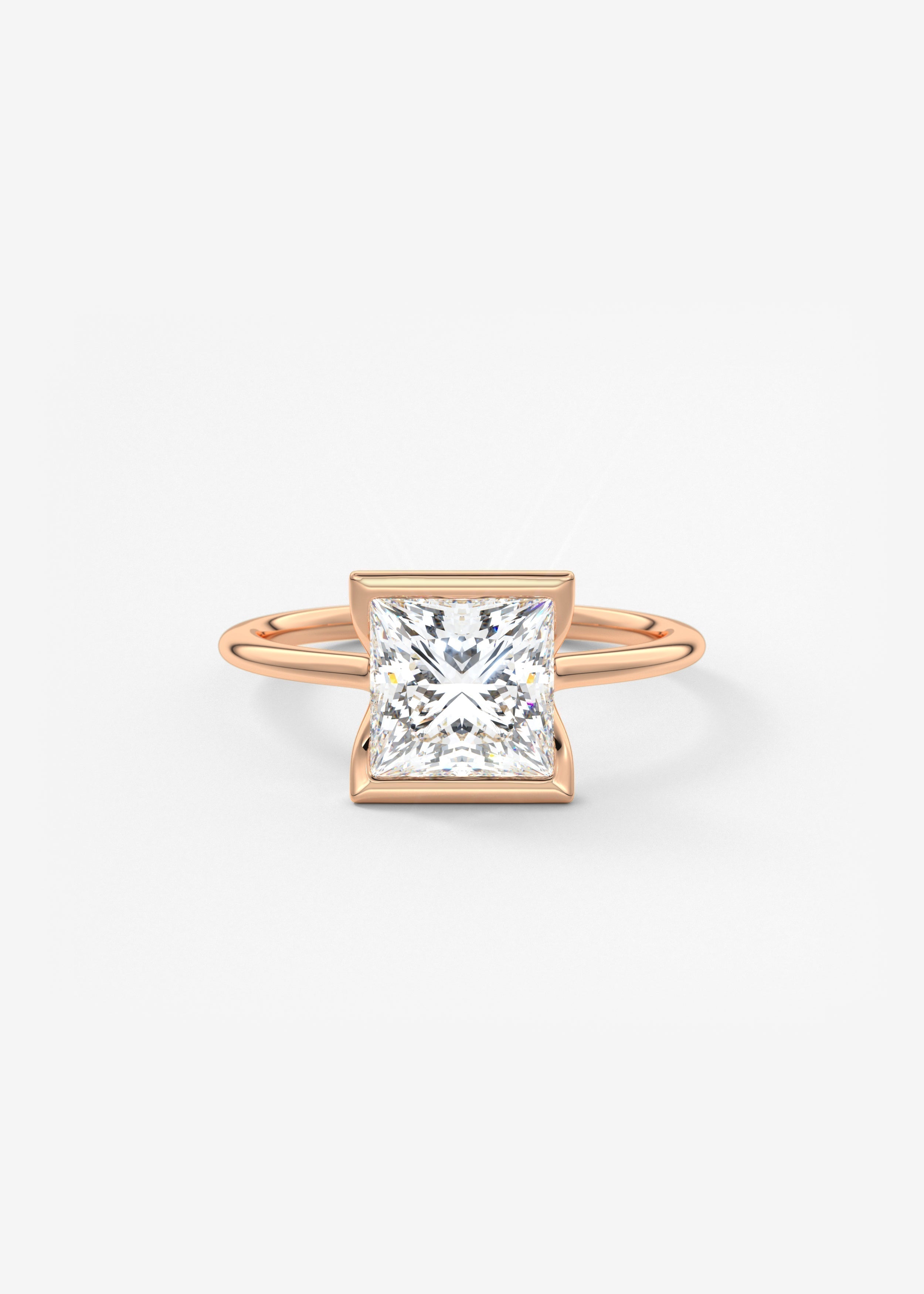 Princess Half Bezel Lab Grown Diamond Engagement Ring