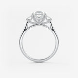 Asscher Three Stone Lab Grown Diamond Engagement Ring