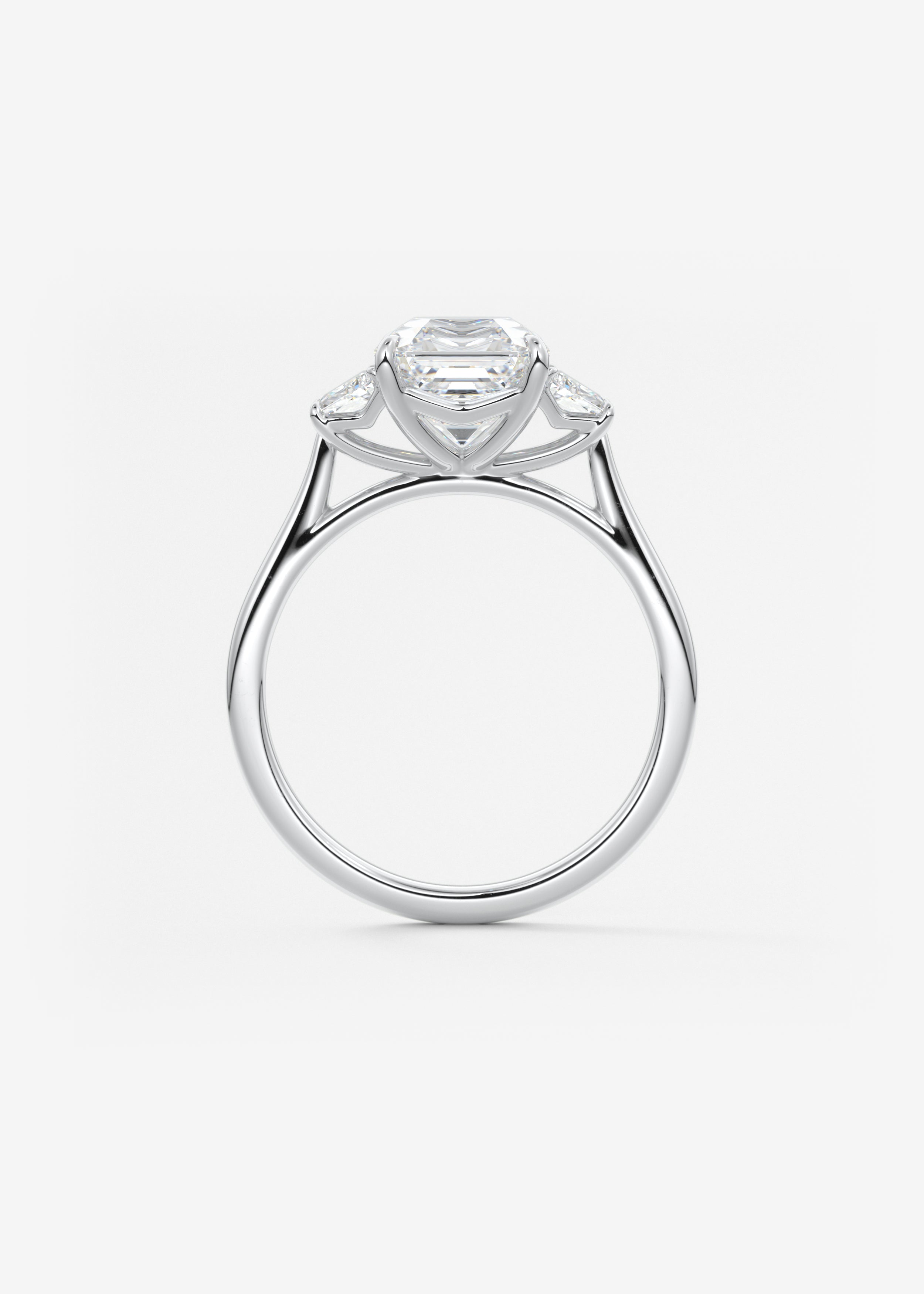 Asscher Three Stone Lab Grown Diamond Engagement Ring