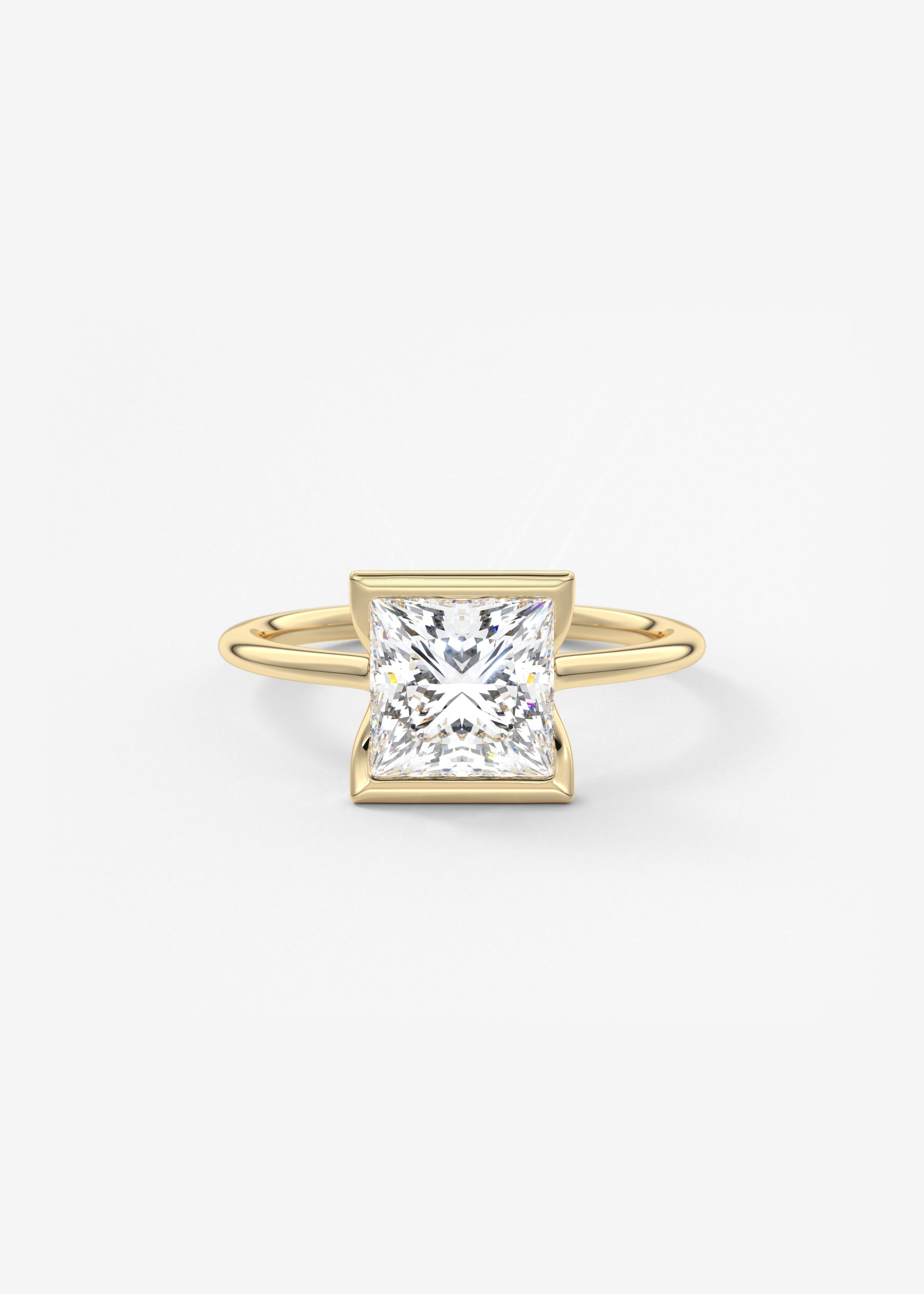 Princess Half Bezel Lab Grown Diamond Engagement Ring
