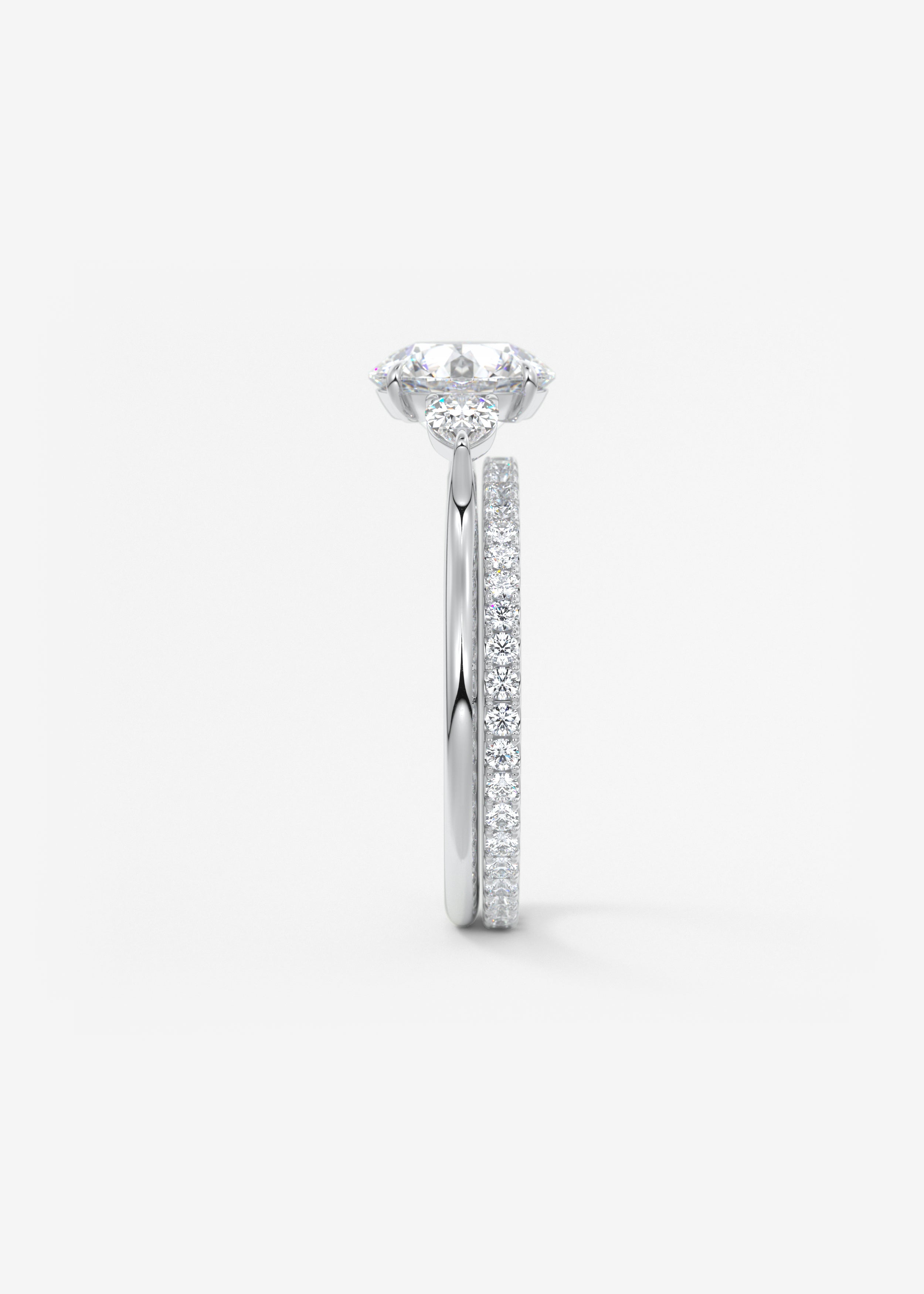 Round Three Stone Lab Grown Diamond Engagement Ring