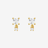 0.8 TCW Princess & Round Cut Moissanite Drop Earrings