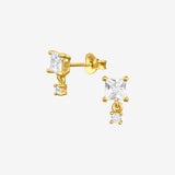 0.8 TCW Princess & Round Cut Moissanite Drop Earrings