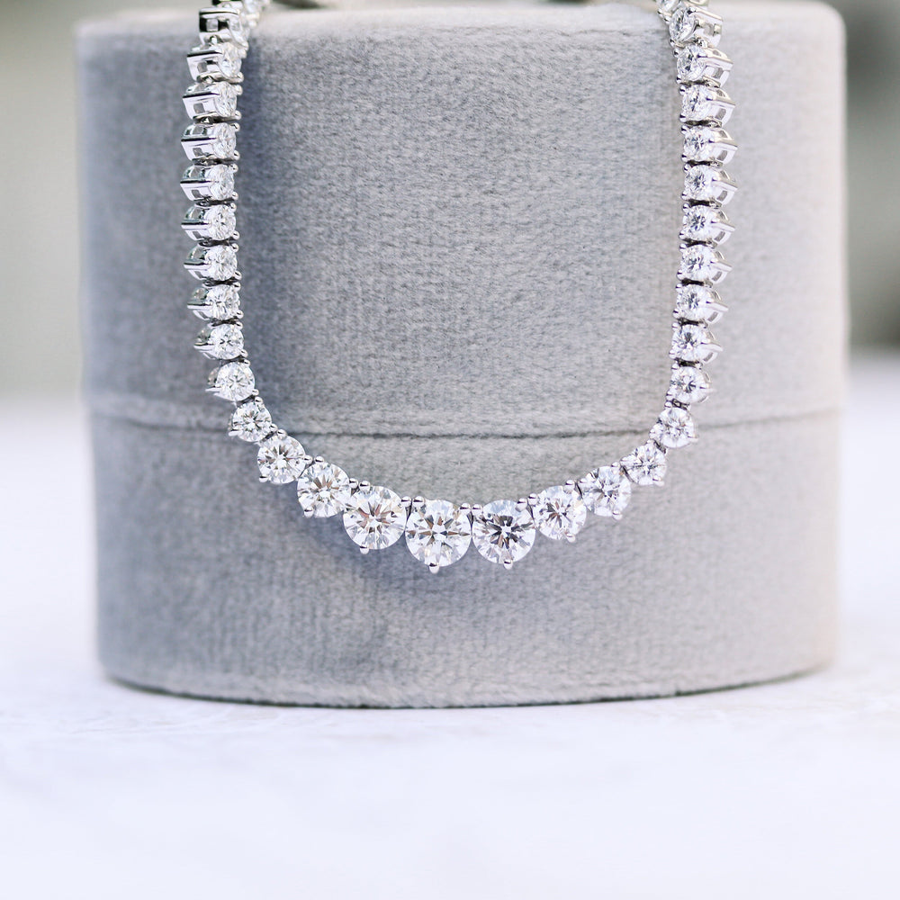 10 TCW Round Cut Moissanite Necklace With Tennis Style