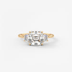 Asscher Three Stone Lab Grown Diamond Engagement Ring