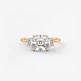 Asscher Three Stone Lab Grown Diamond Engagement Ring