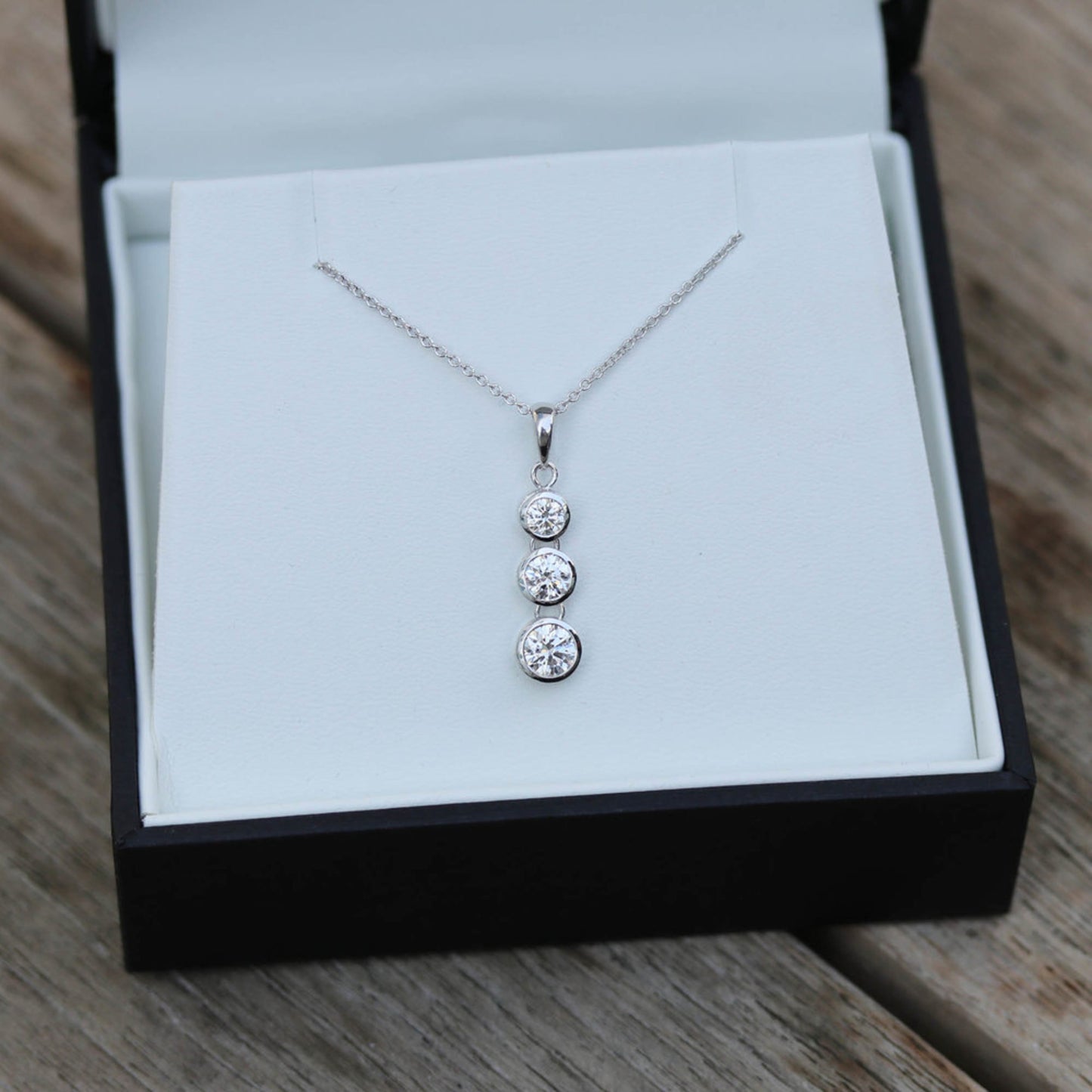 
                  
                    0.60 TCW Round Cut Moissanite Necklace With Triple Bezel Style
                  
                