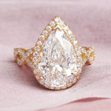 Pear Halo & Pave Lab Grown Diamond Engagement Ring