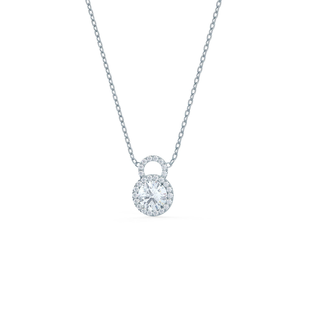 0.65 CT Round Cut Moissanite Necklace With Halo Style