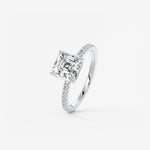 Asscher Pave Lab Grown Diamond Engagement Ring