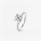Asscher Pave Lab Grown Diamond Engagement Ring