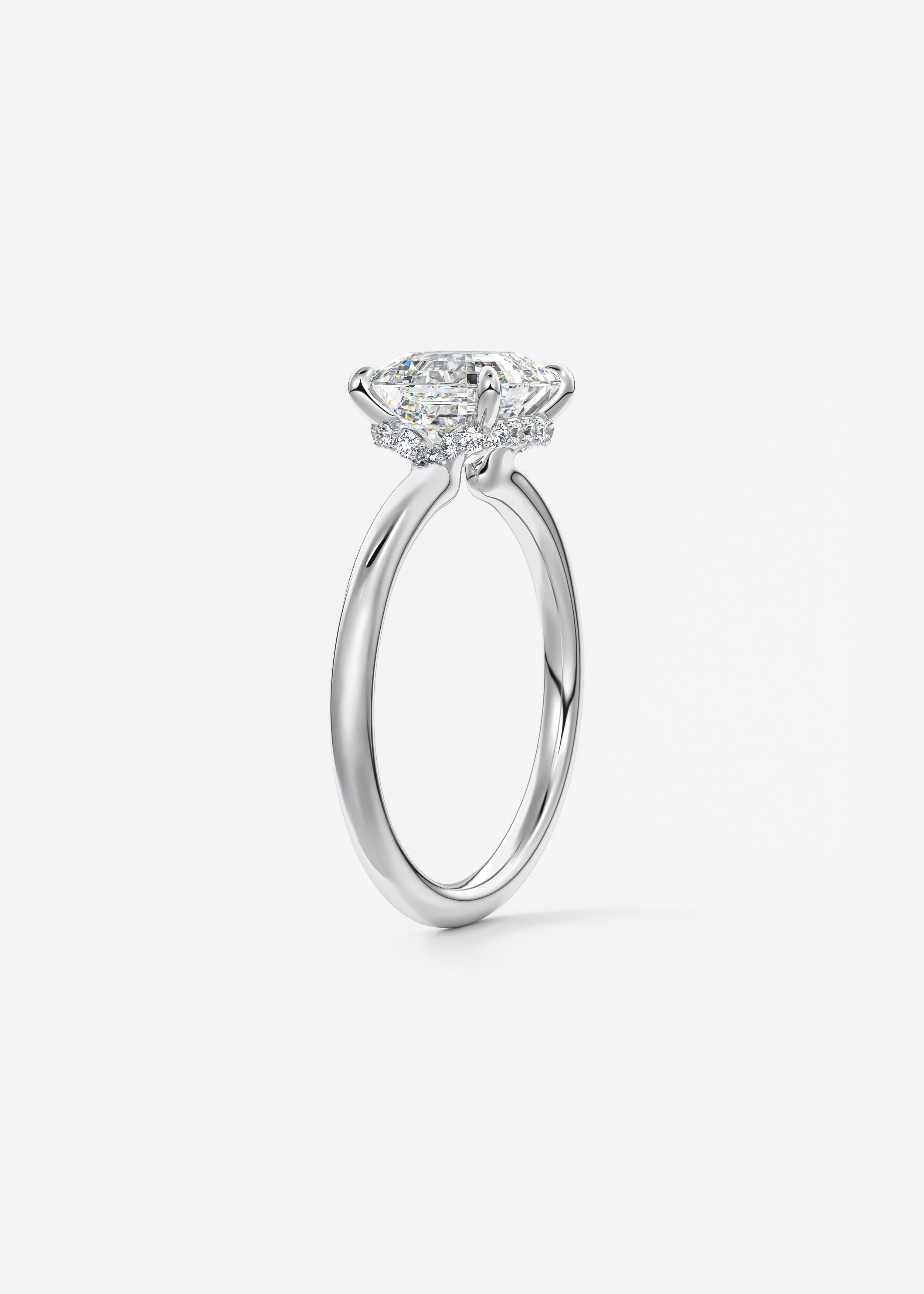 Asscher Hidden Halo Lab Grown Diamond Engagement Ring