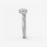 Asscher Hidden Halo Lab Grown Diamond Engagement Ring