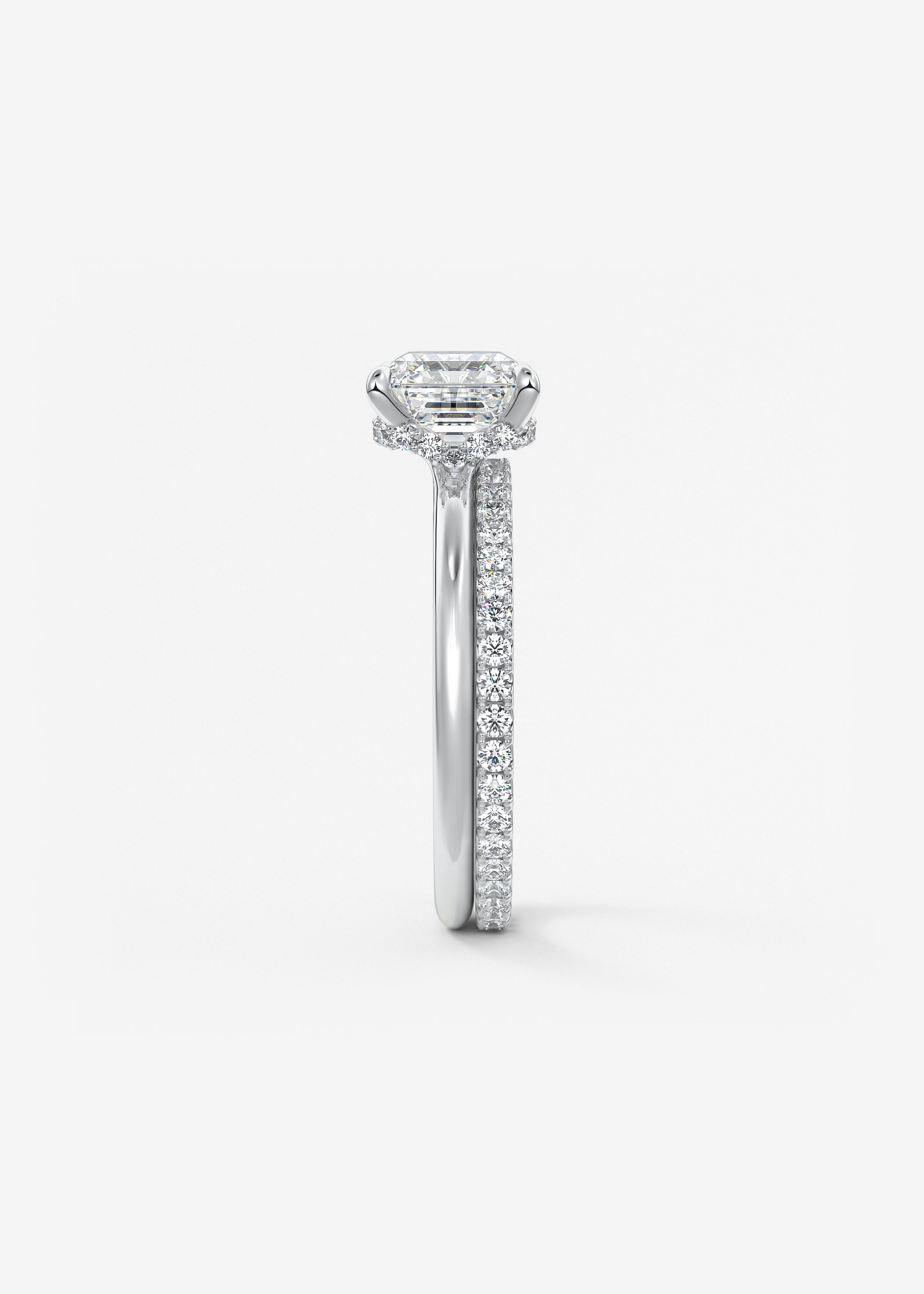 Asscher Hidden Halo Lab Grown Diamond Engagement Ring