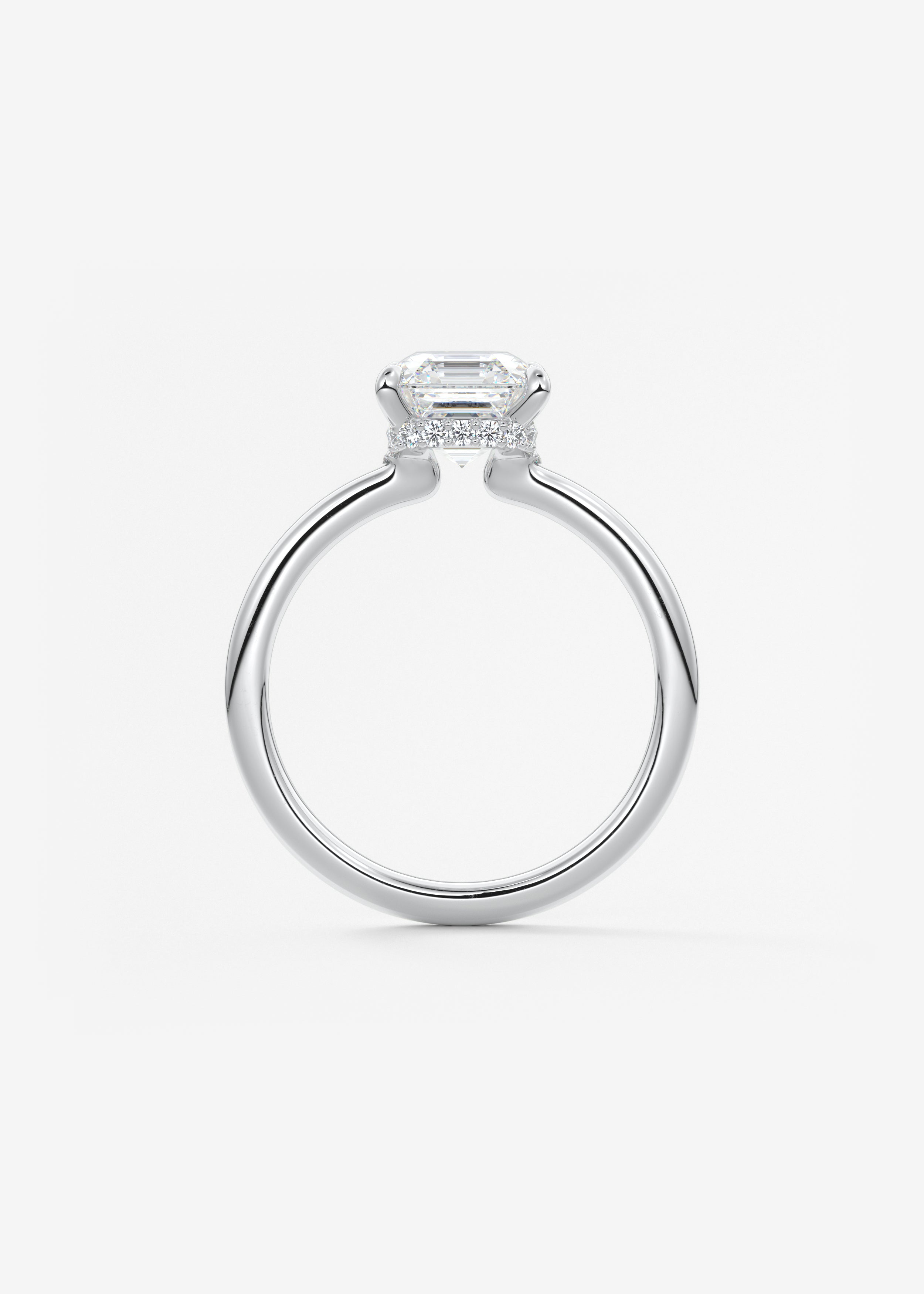 Asscher Hidden Halo Lab Grown Diamond Engagement Ring