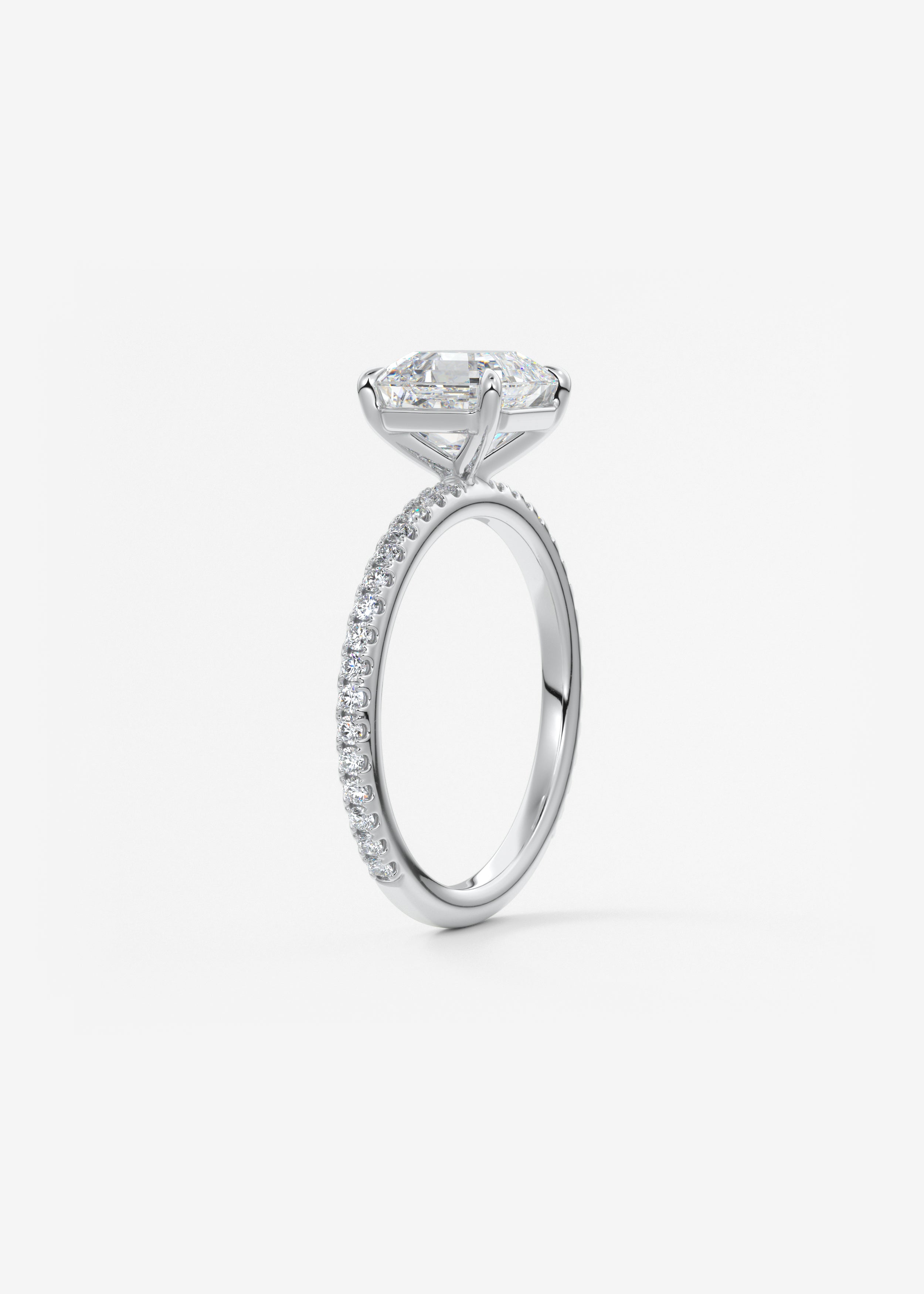 Asscher Pave Lab Grown Diamond Engagement Ring