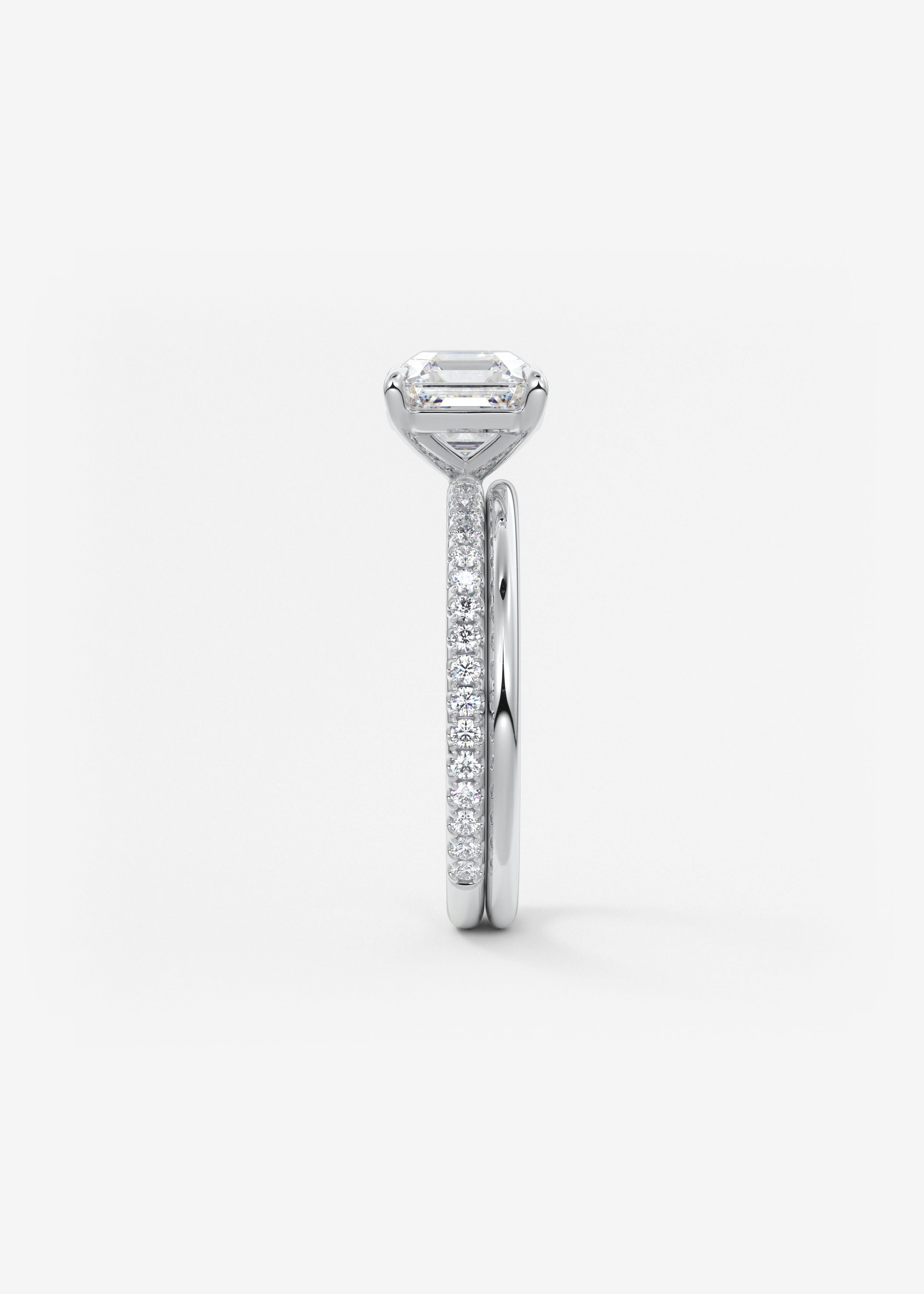 Asscher Pave Lab Grown Diamond Engagement Ring