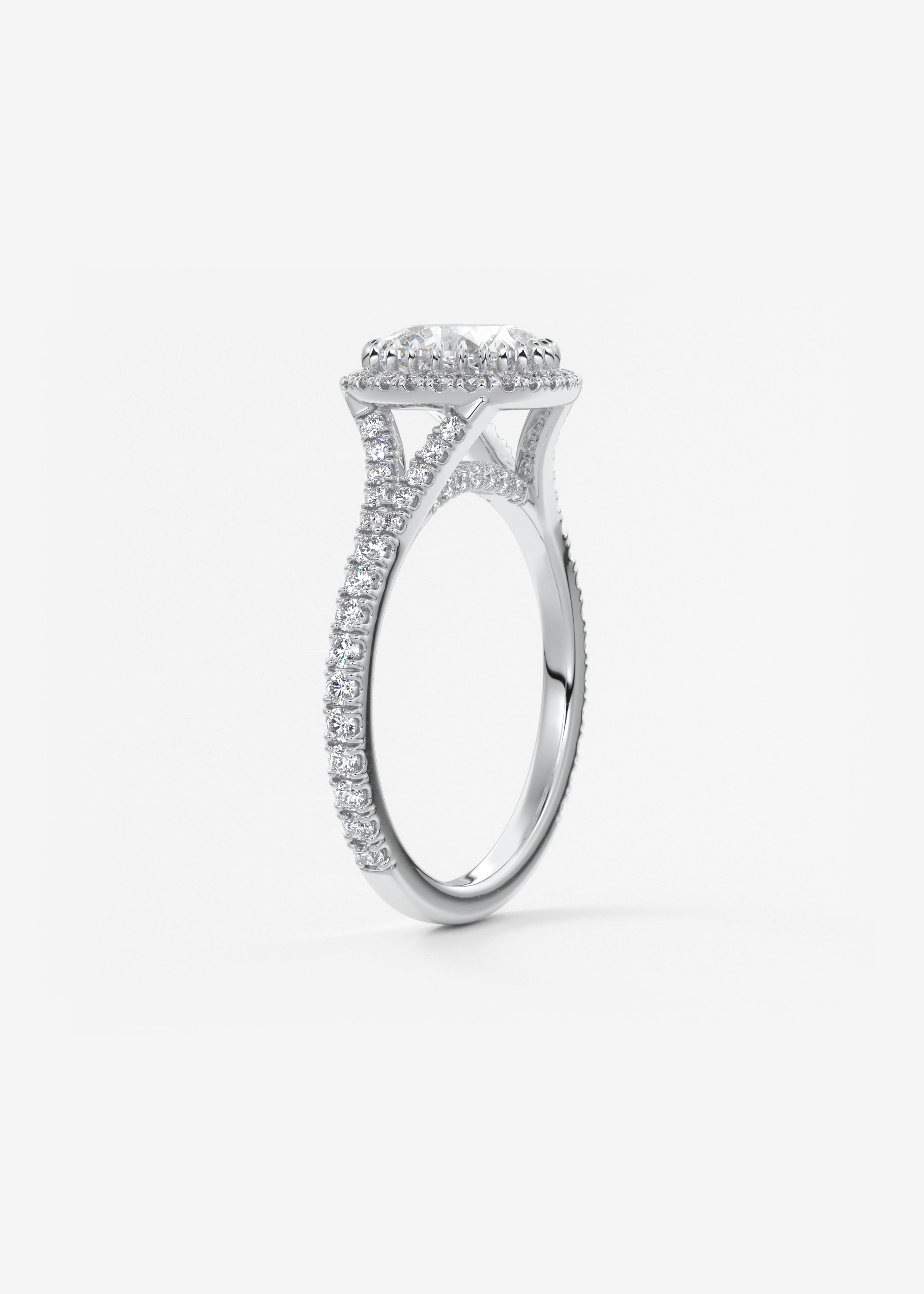 Cushion Halo & Pave , Split Shank Lab Grown Diamond Engagement Ring