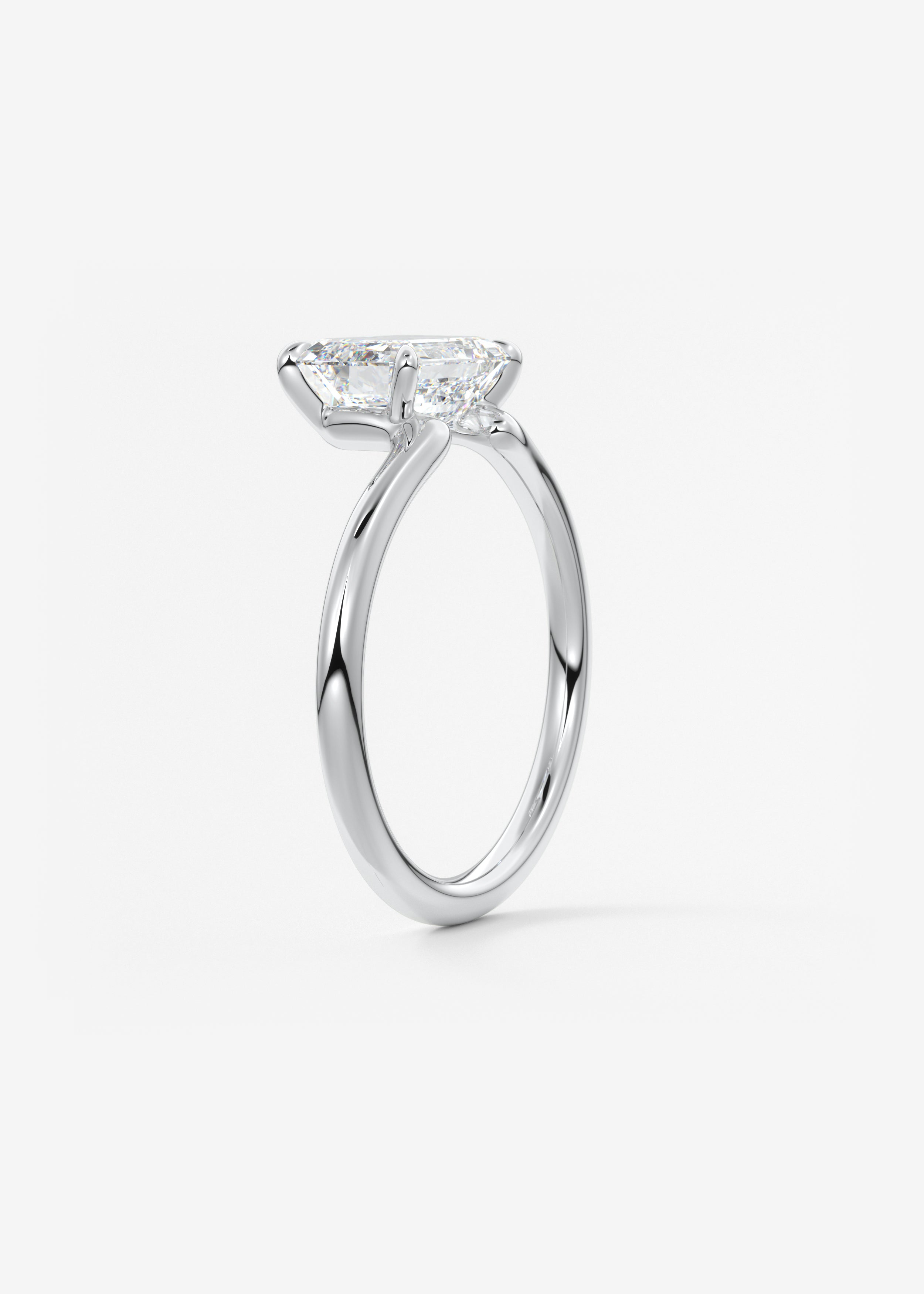 Emerald Solitaire Lab Grown Diamond Engagement Ring