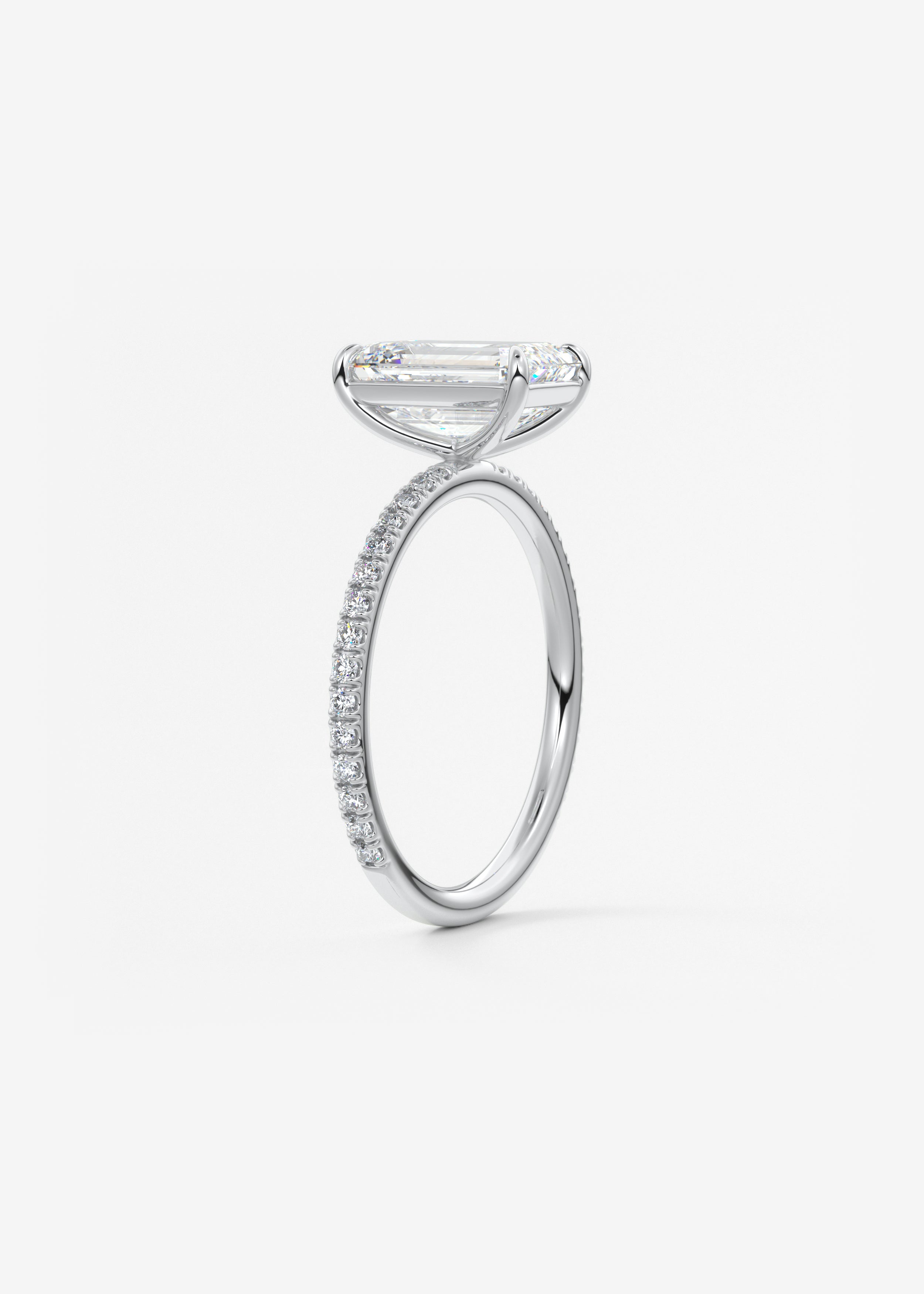 Emerald Pave Lab Grown Diamond Engagement Ring