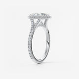 Oval Halo & Pave , Split Shank Lab Grown Diamond Engagement Ring
