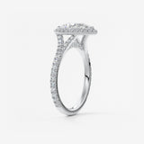 Pear Halo & Pave , Split Shank Lab Grown Diamond Engagement Ring
