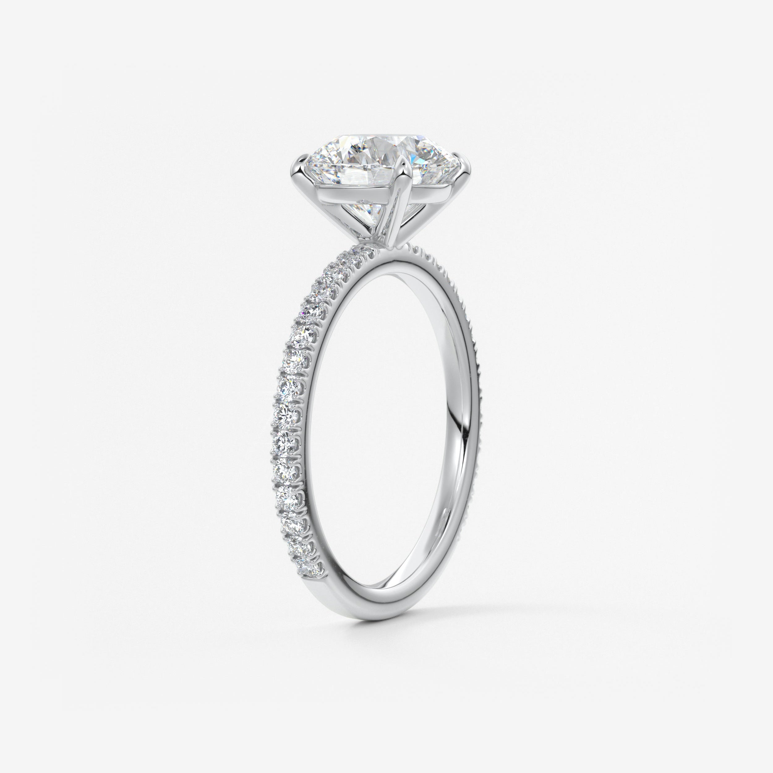 Round Pave Lab Grown Diamond Engagement Ring